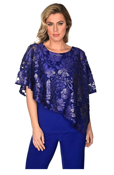 Draped Chiffon Poncho Top Style 248100