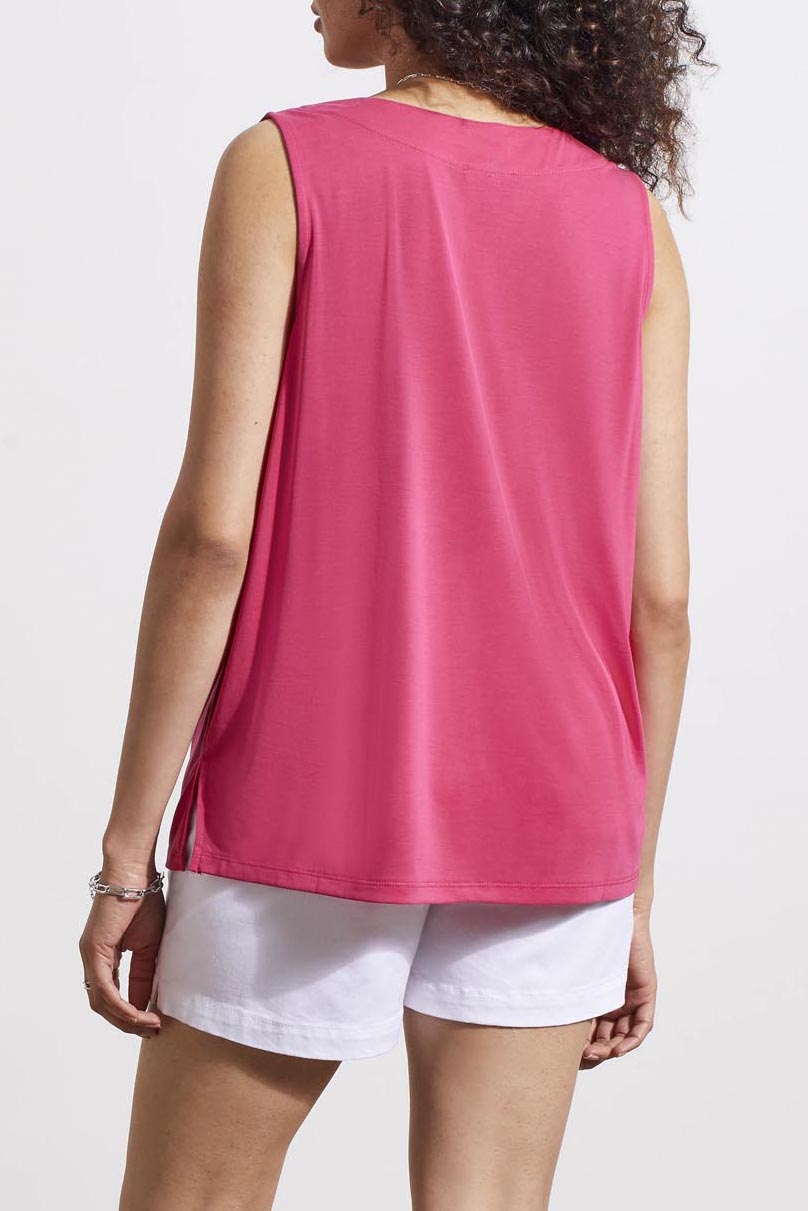 Sleeveless V Neck Top With Pleat 1291O