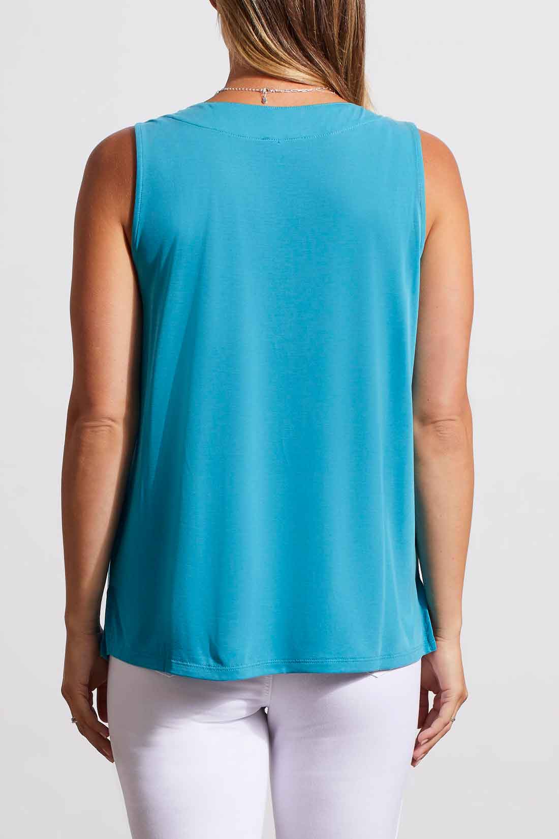 Sleeveless V Neck Top With Pleat 1291O