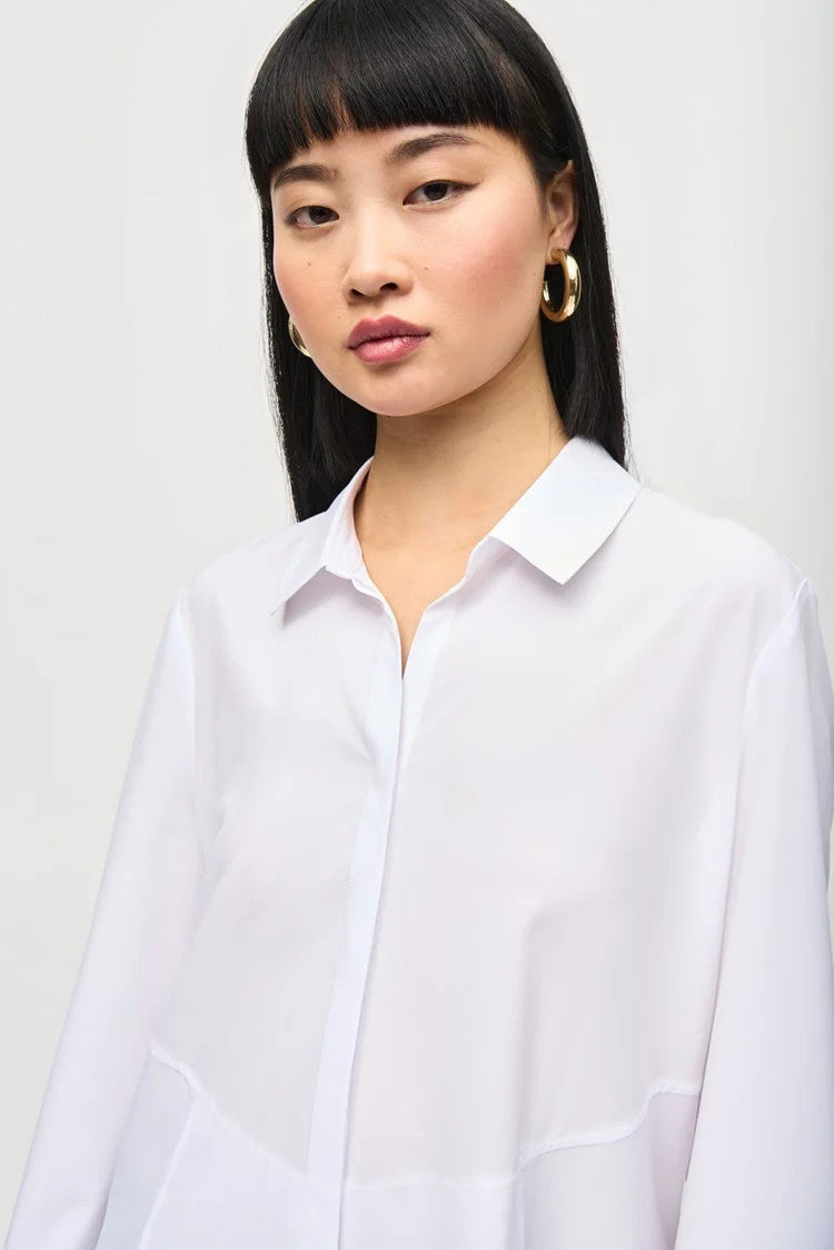 Woven Button-Down Blouse With Pockets 243958  T