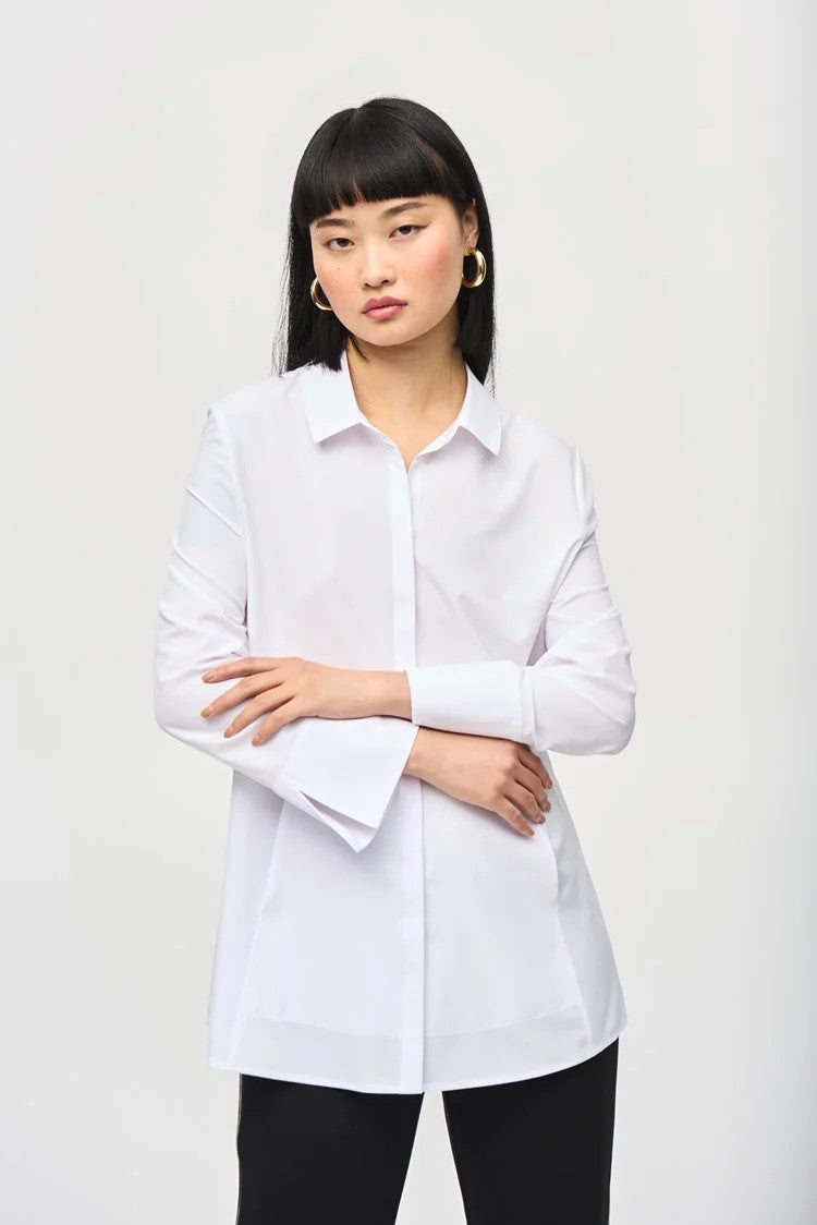 Woven Button-Down Blouse With Pockets 243958  T