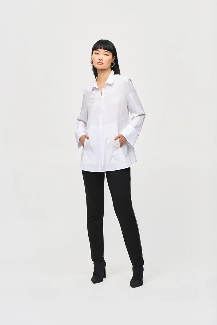 Woven Button-Down Blouse With Pockets 243958  T