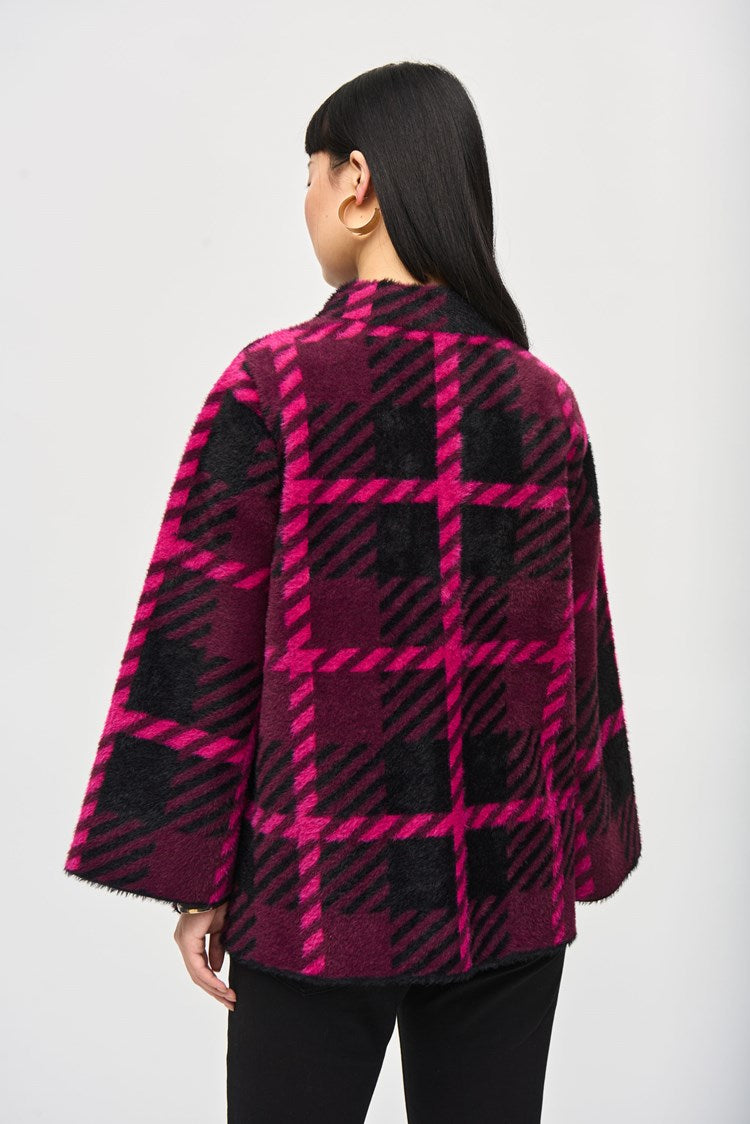 Feather Yarn Jacquard Plaid Jacket 243931