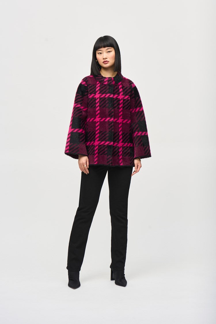 Feather Yarn Jacquard Plaid Jacket 243931