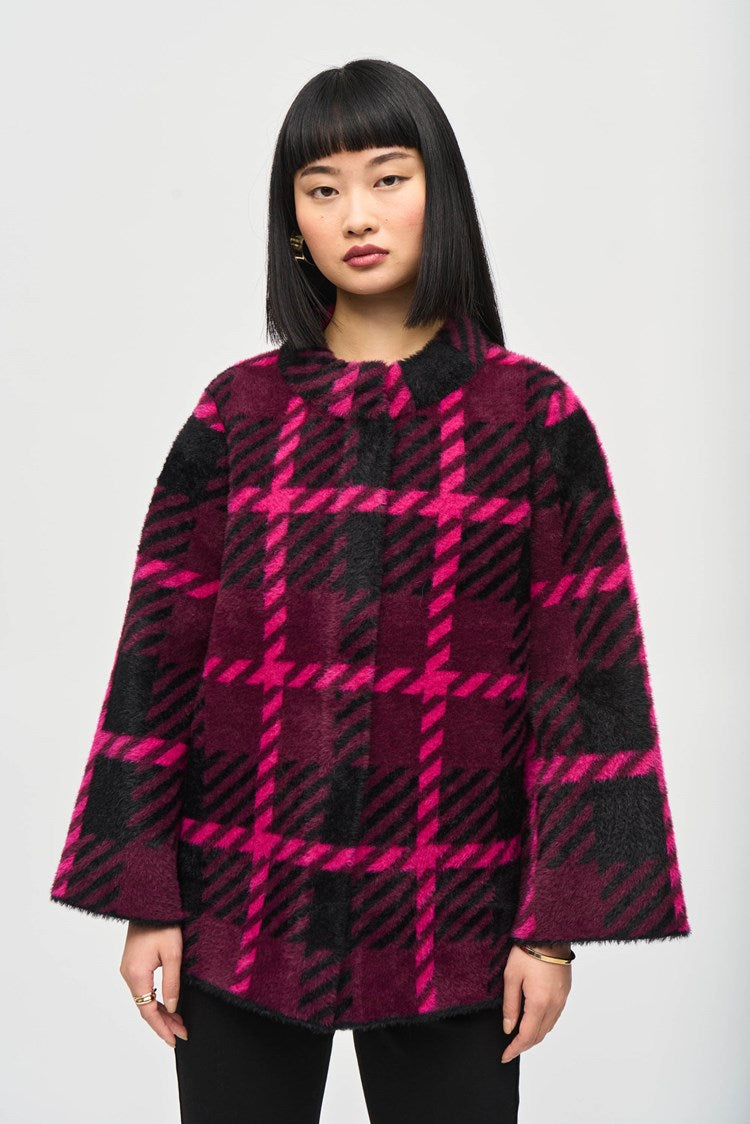 Feather Yarn Jacquard Plaid Jacket 243931