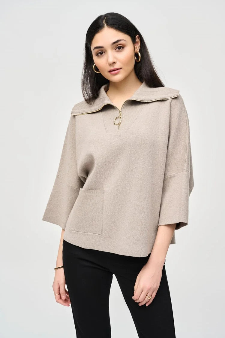 Jacquard Zipped Collar Sweater 243954