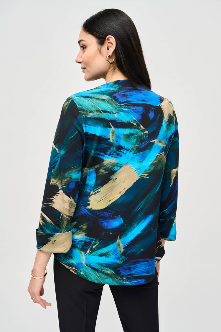 Silky Knit Abstract Print Swing Jacket 243328