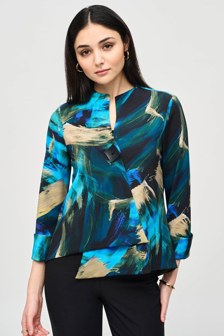 Silky Knit Abstract Print Swing Jacket 243328