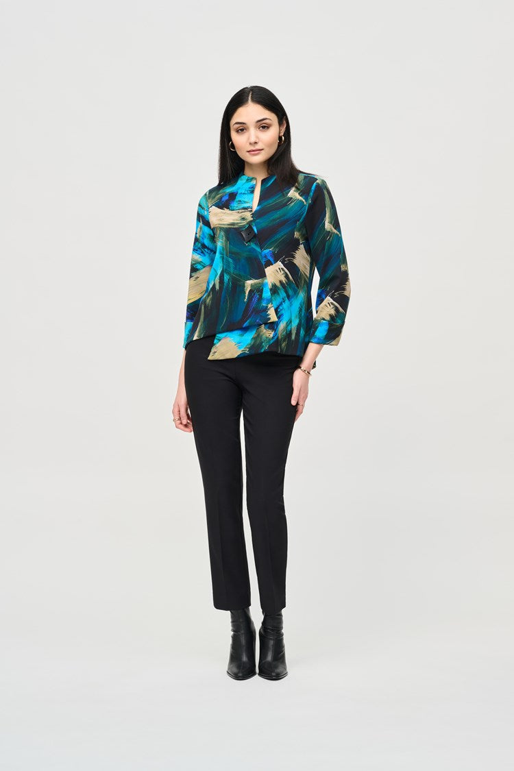 Silky Knit Abstract Print Swing Jacket 243328