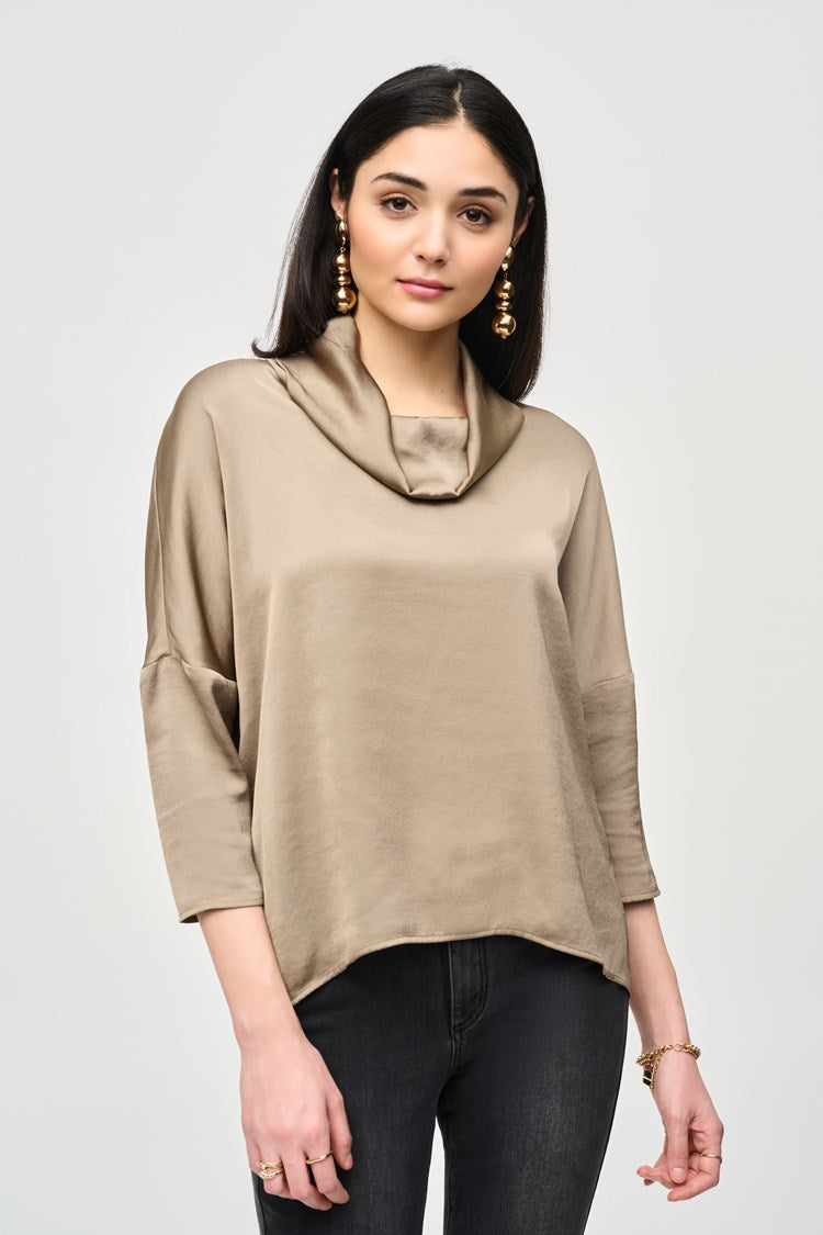 Satin Cowl Collar Top 243189