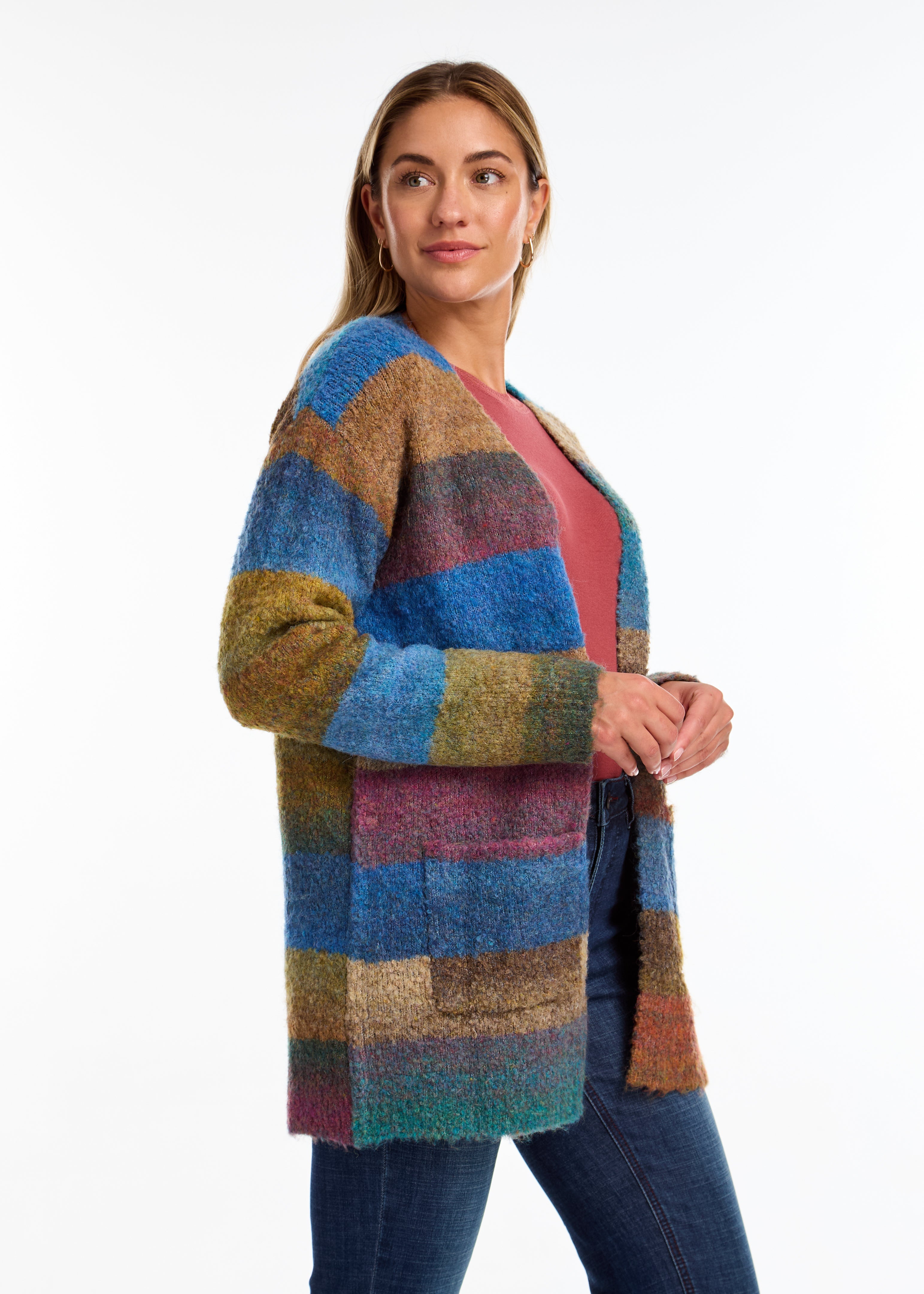 Multi Coloured Space Dye Cardigan 1277104