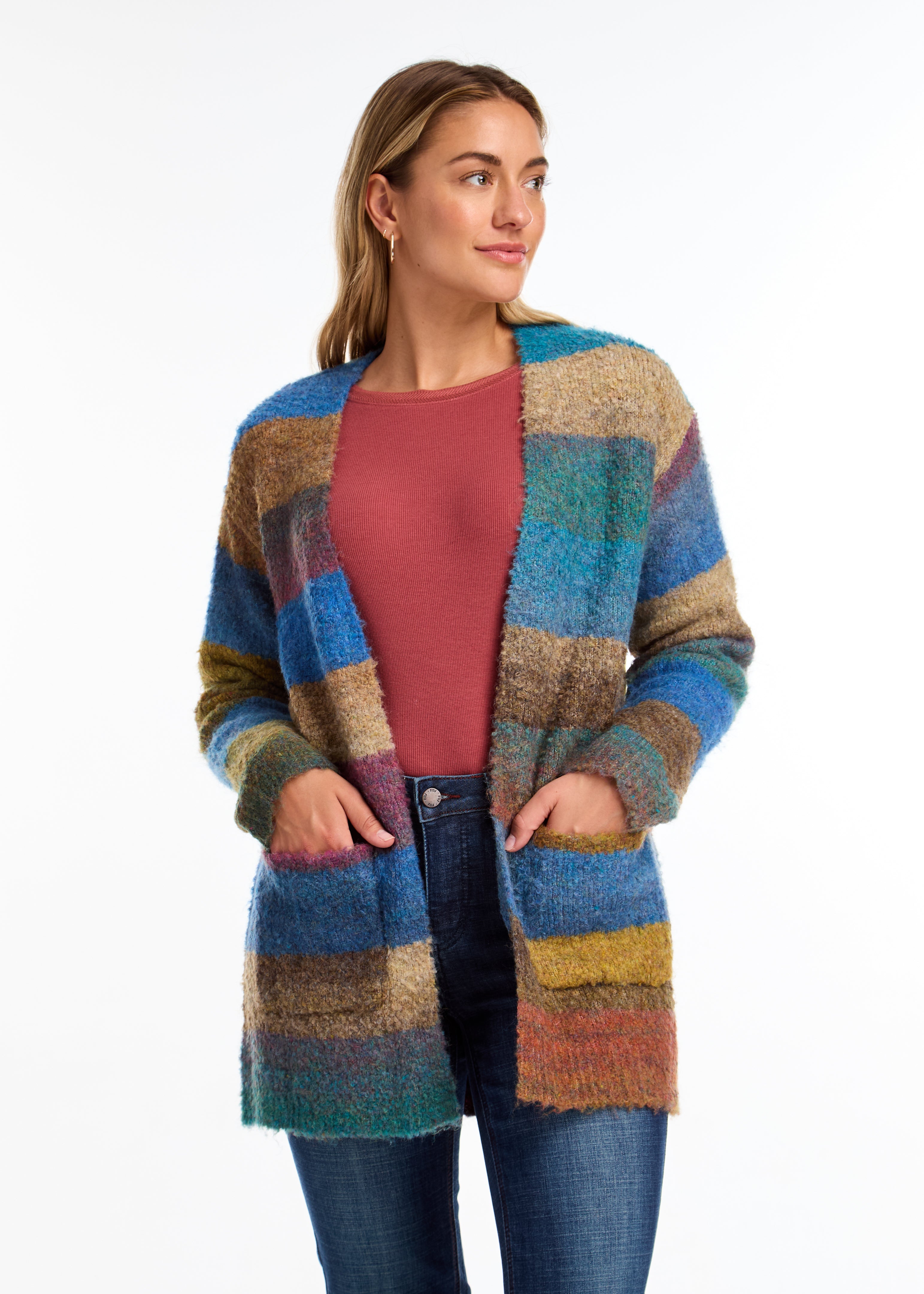 Multi Coloured Space Dye Cardigan 1277104