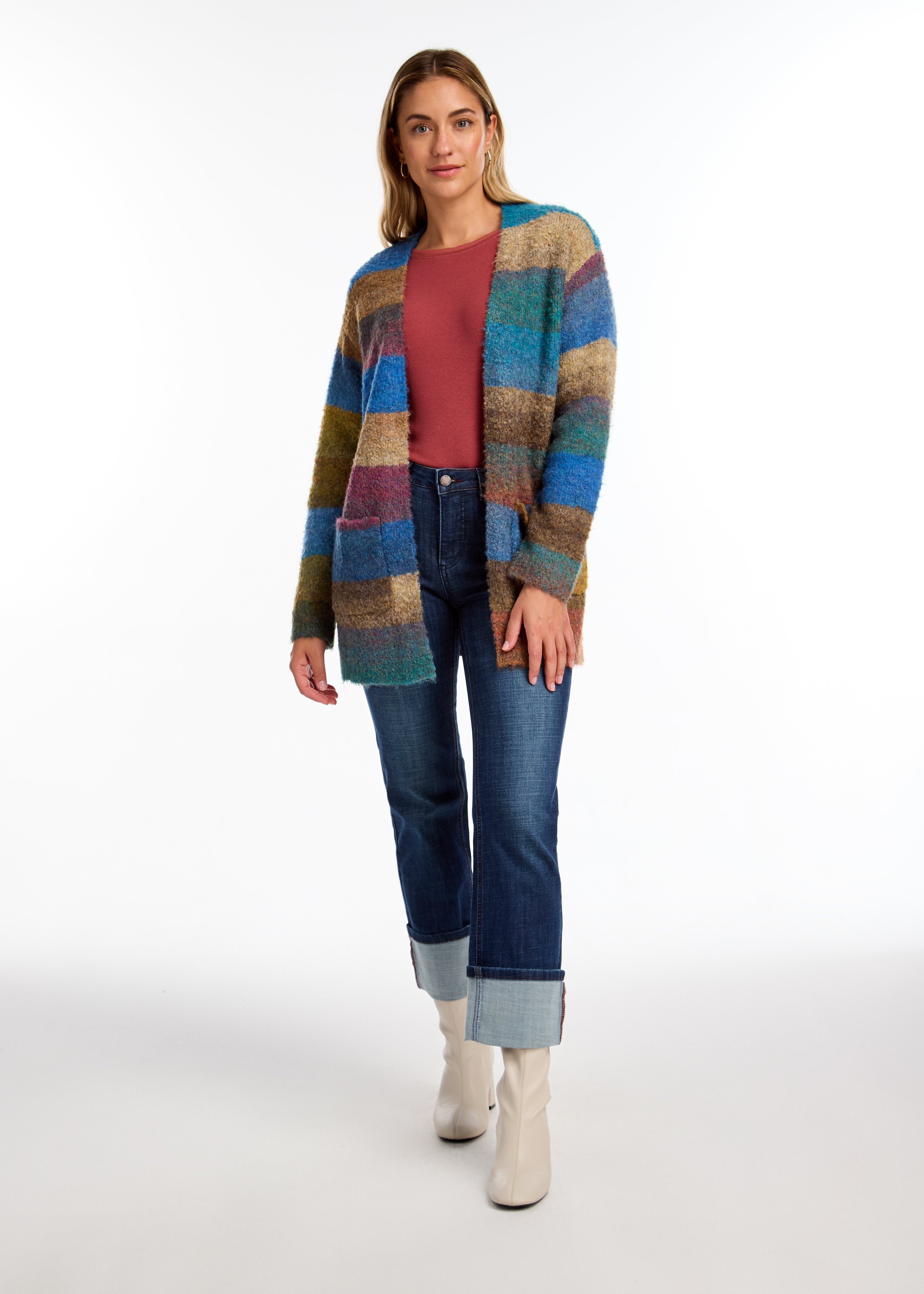 Multi Coloured Space Dye Cardigan 1277104