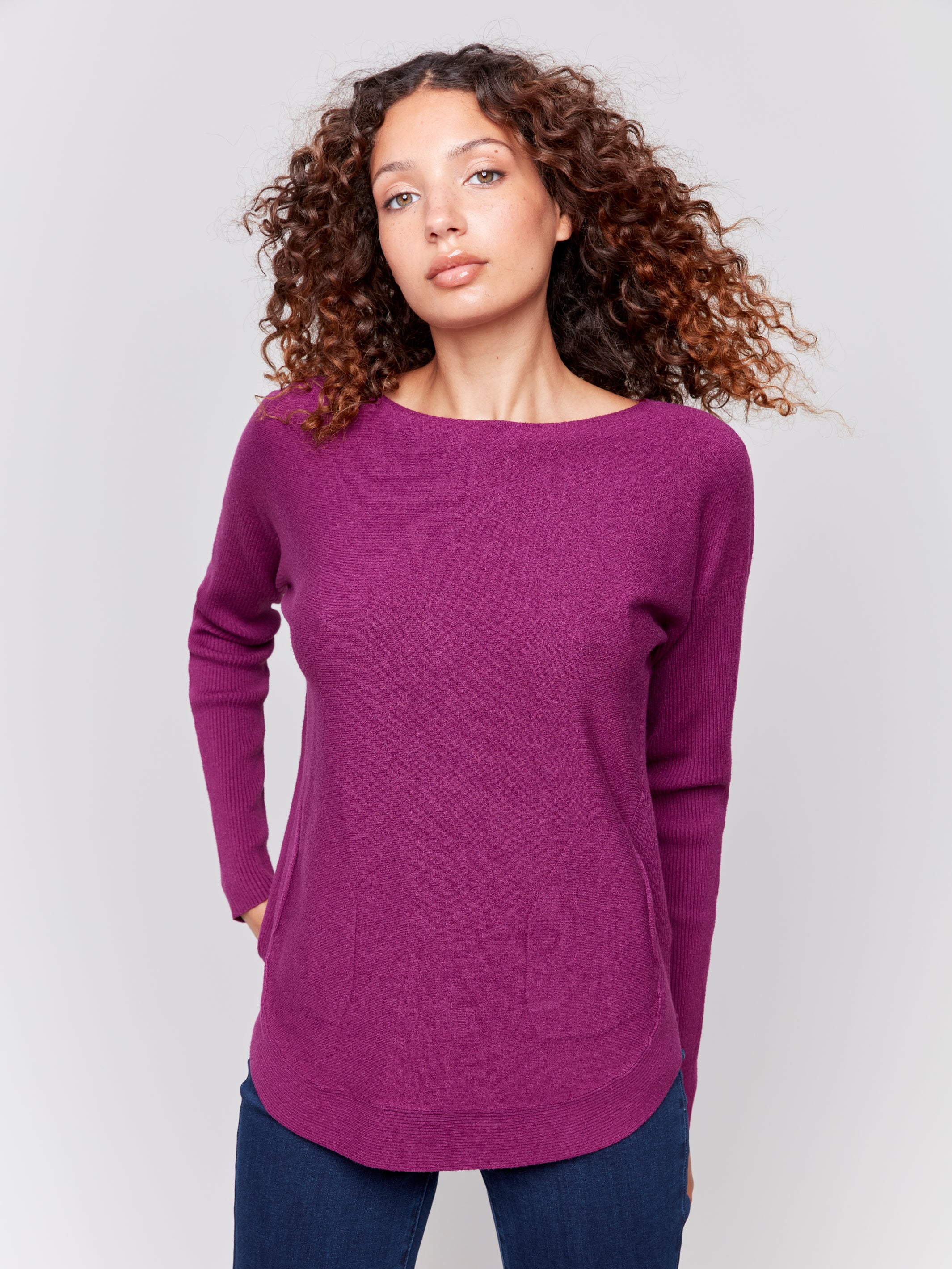 Round Hem Sweater W Pockets C2170W/464A