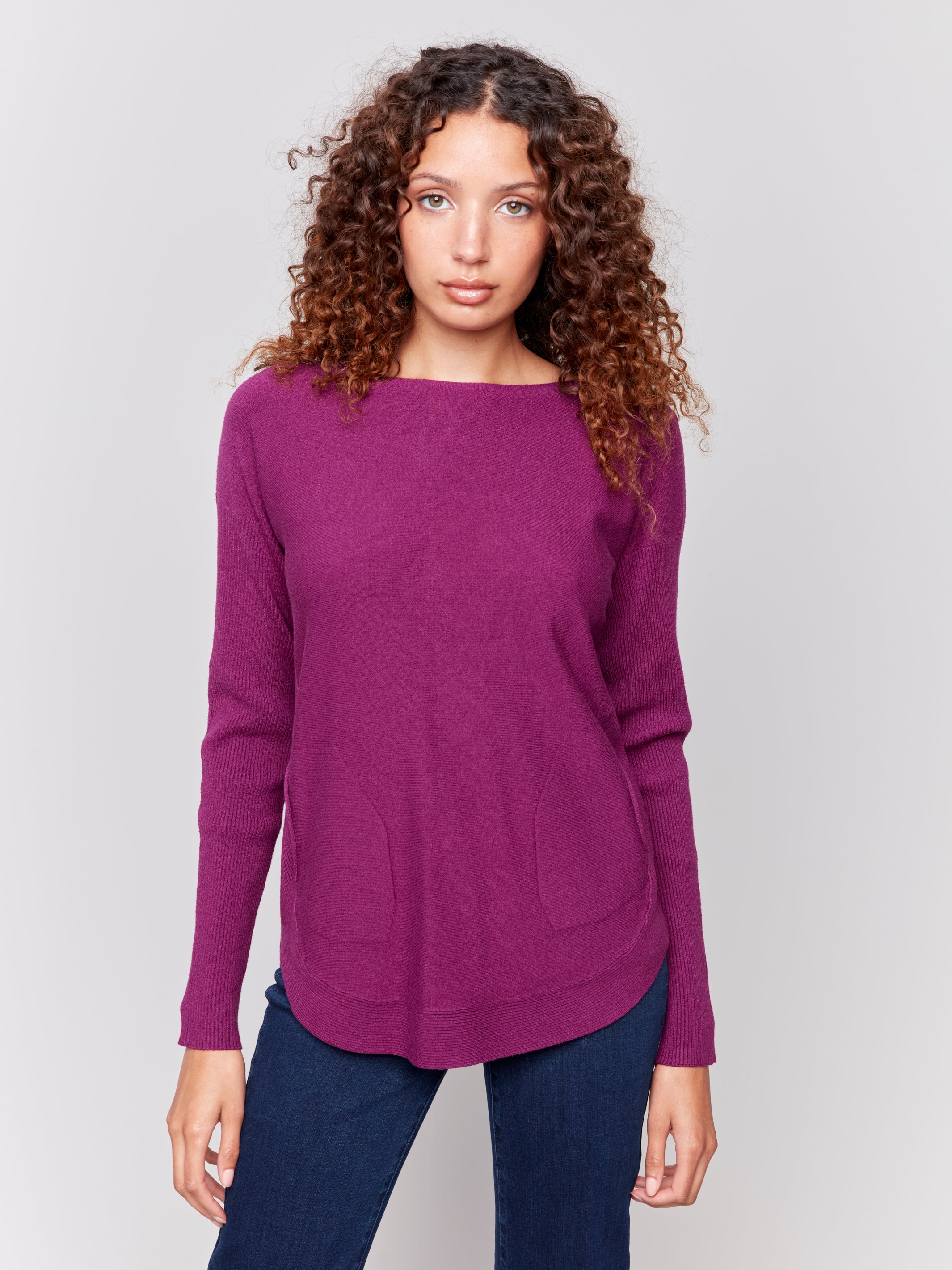 Round Hem Sweater W Pockets C2170W/464A