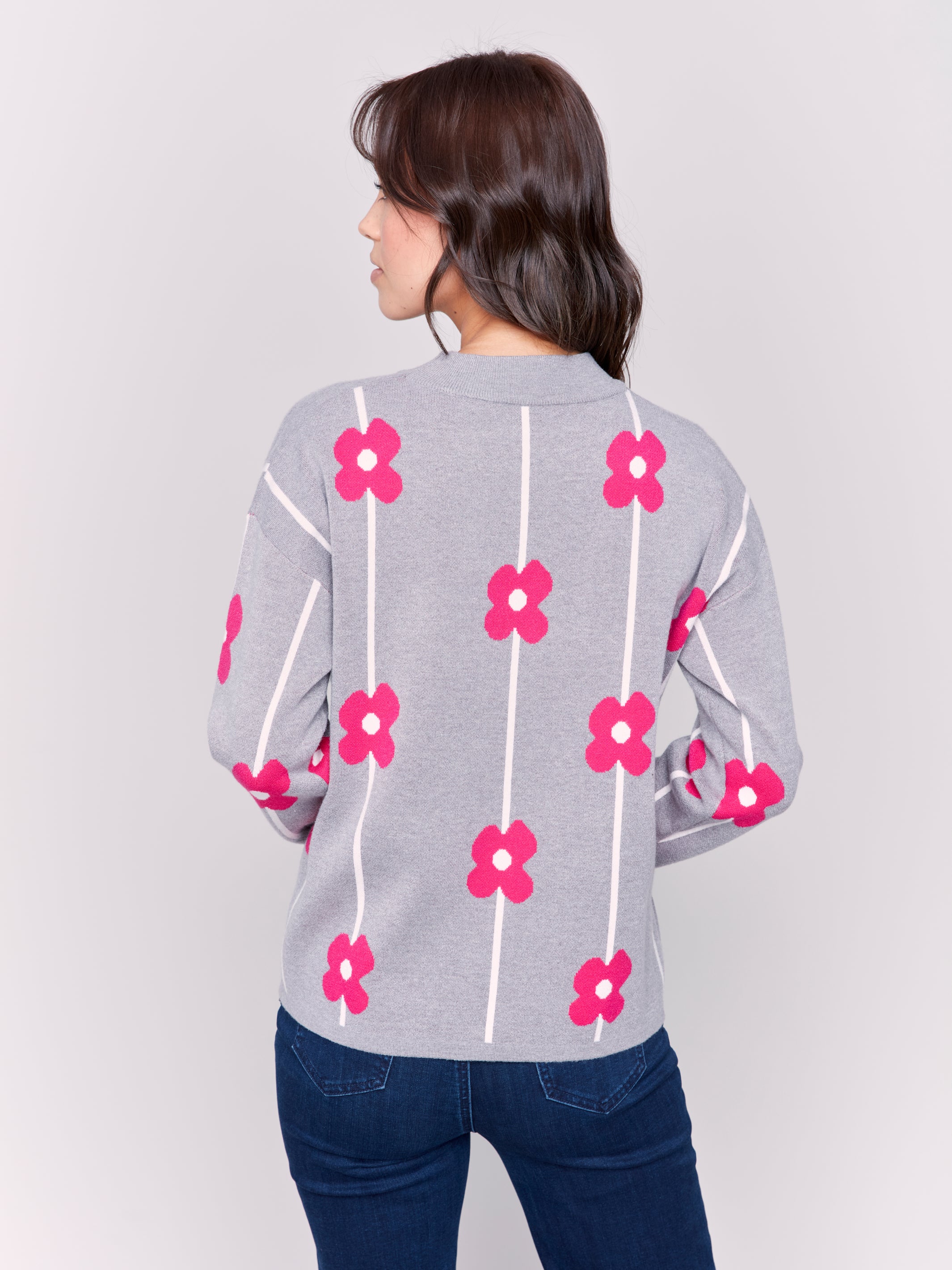 Floral Jacquard Crew Neck Sweater C2738/737B