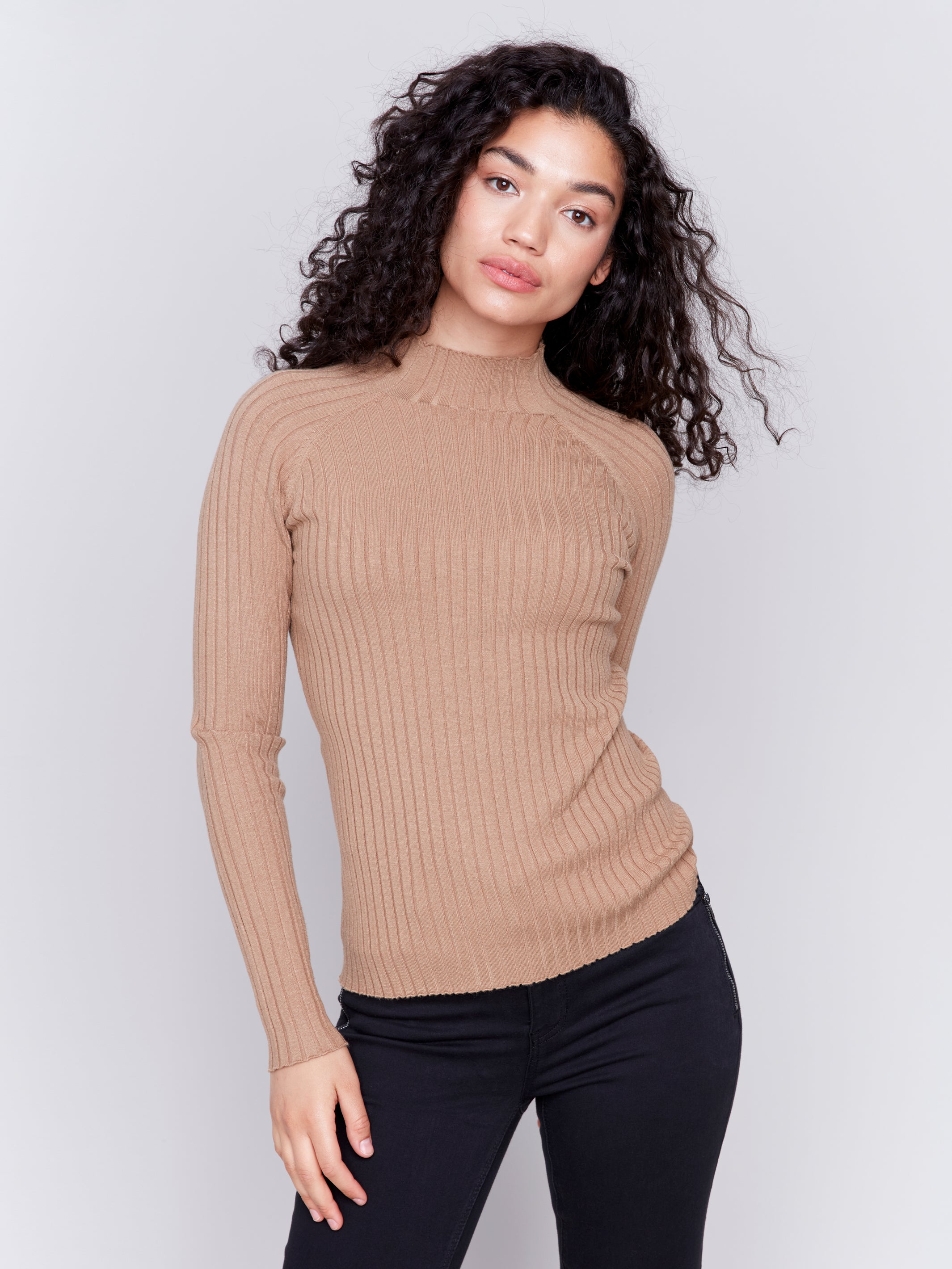 Mock Neck Ribbed Sweater C2754/077C