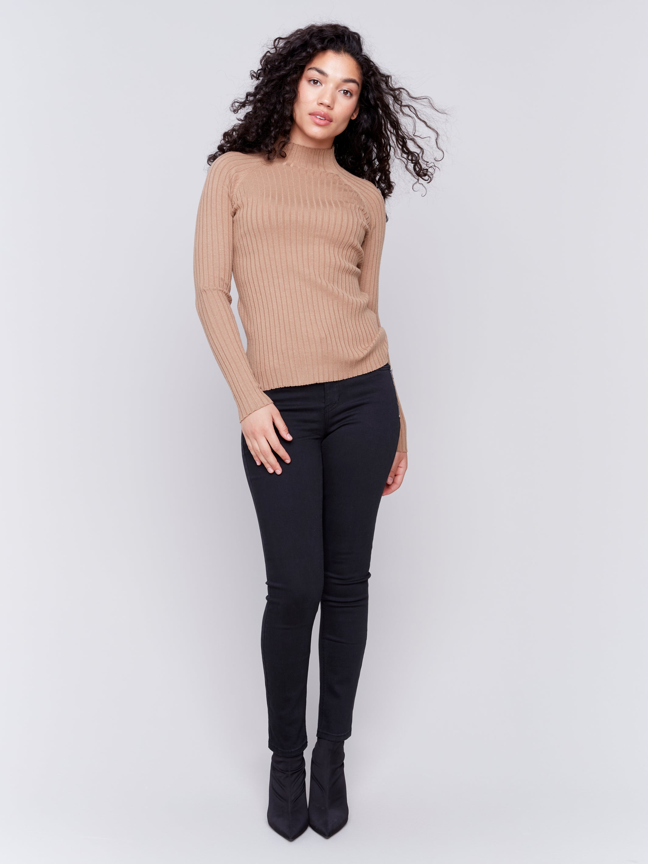 Mock Neck Ribbed Sweater C2754/077C