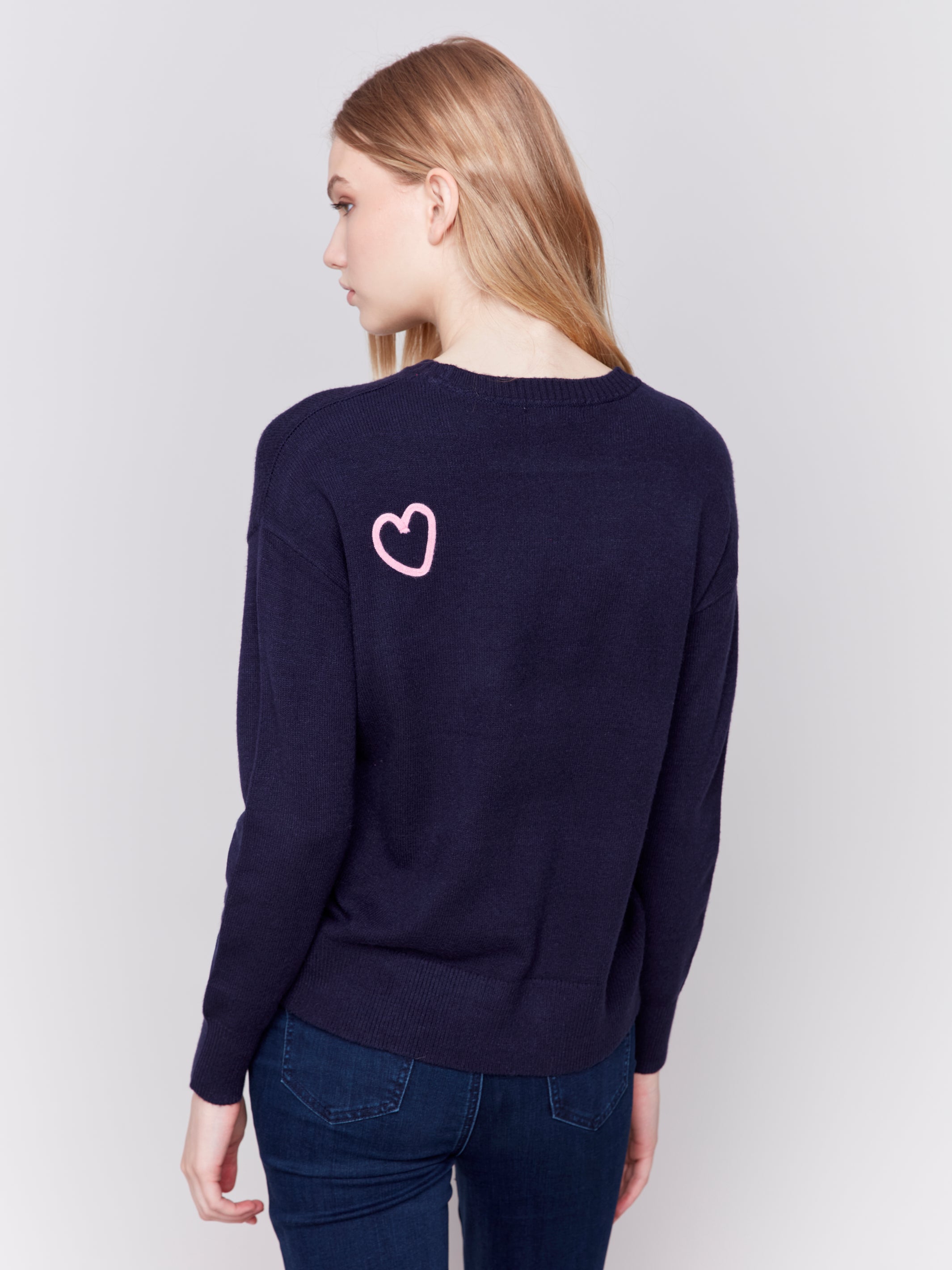 Crew Neck Heart Sweater C2605R/736A