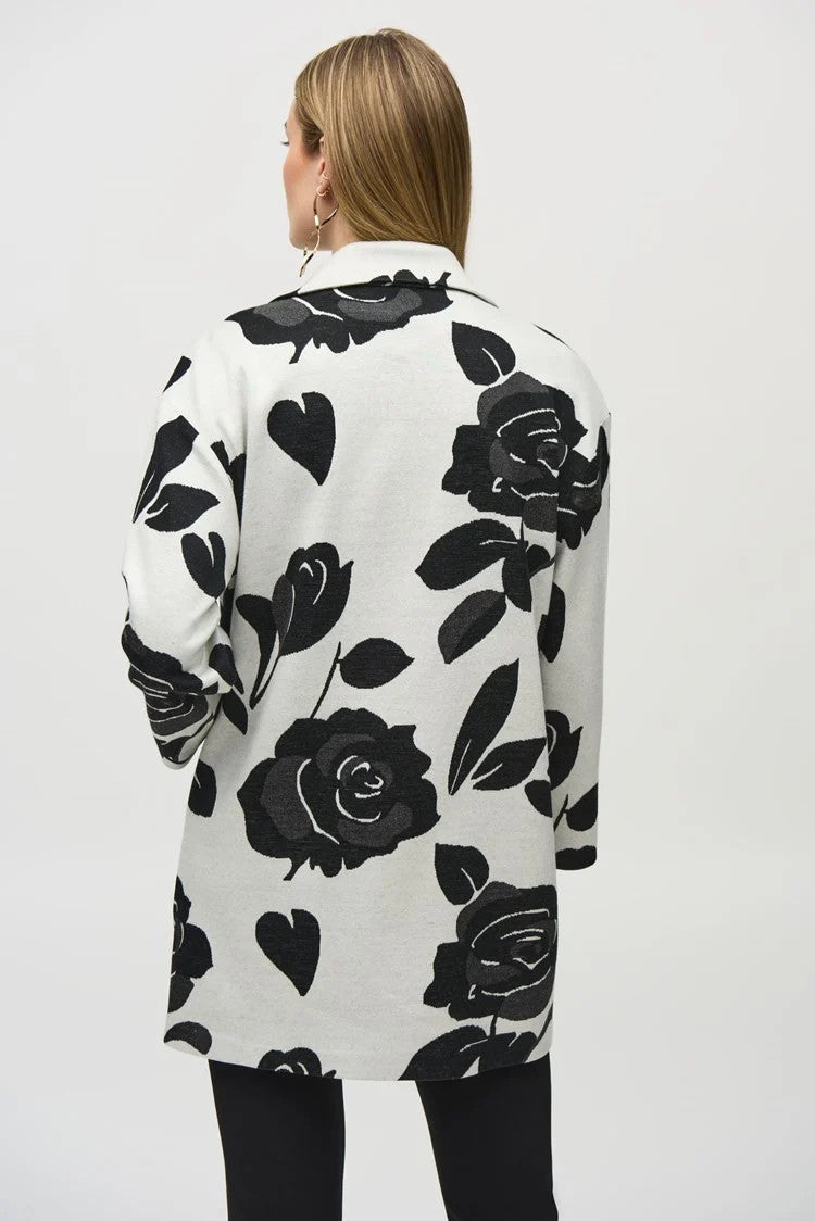 Jacquard Sweater Floral Straight Coat 244099