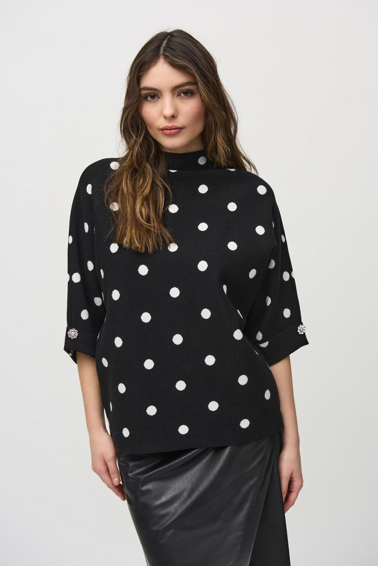 Jacquard Sweater Dot Print Top 244936