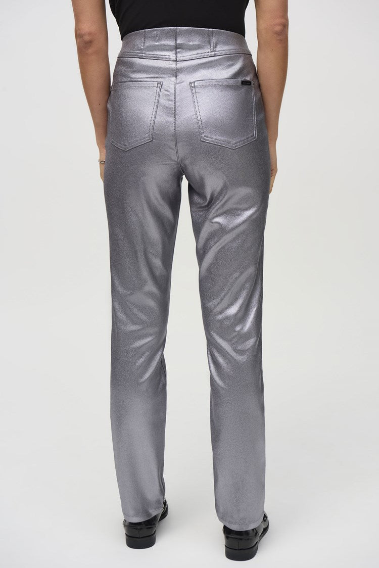 Metallic Coated Classic Slim Denim Pants 244952