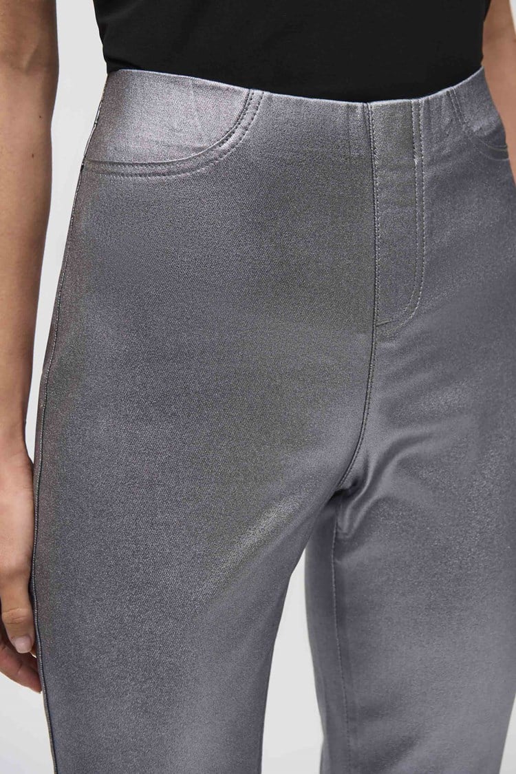 Metallic Coated Classic Slim Denim Pants 244952