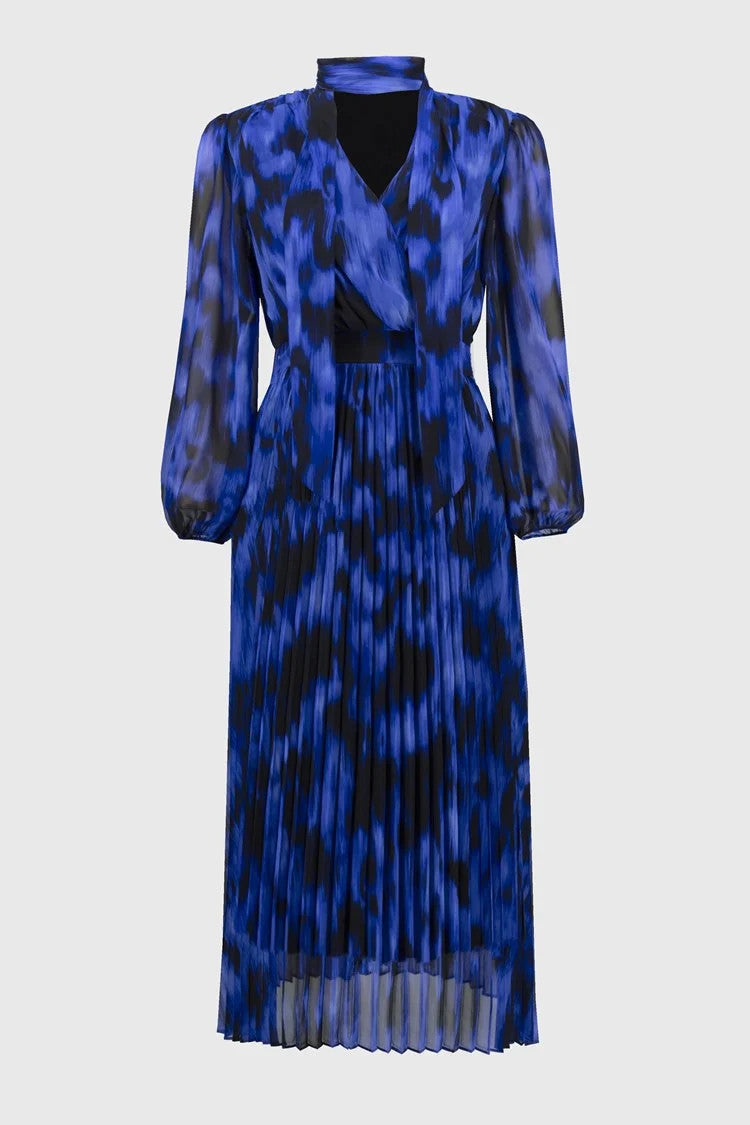 Chiffon Abstract Print Midi Dress 244924