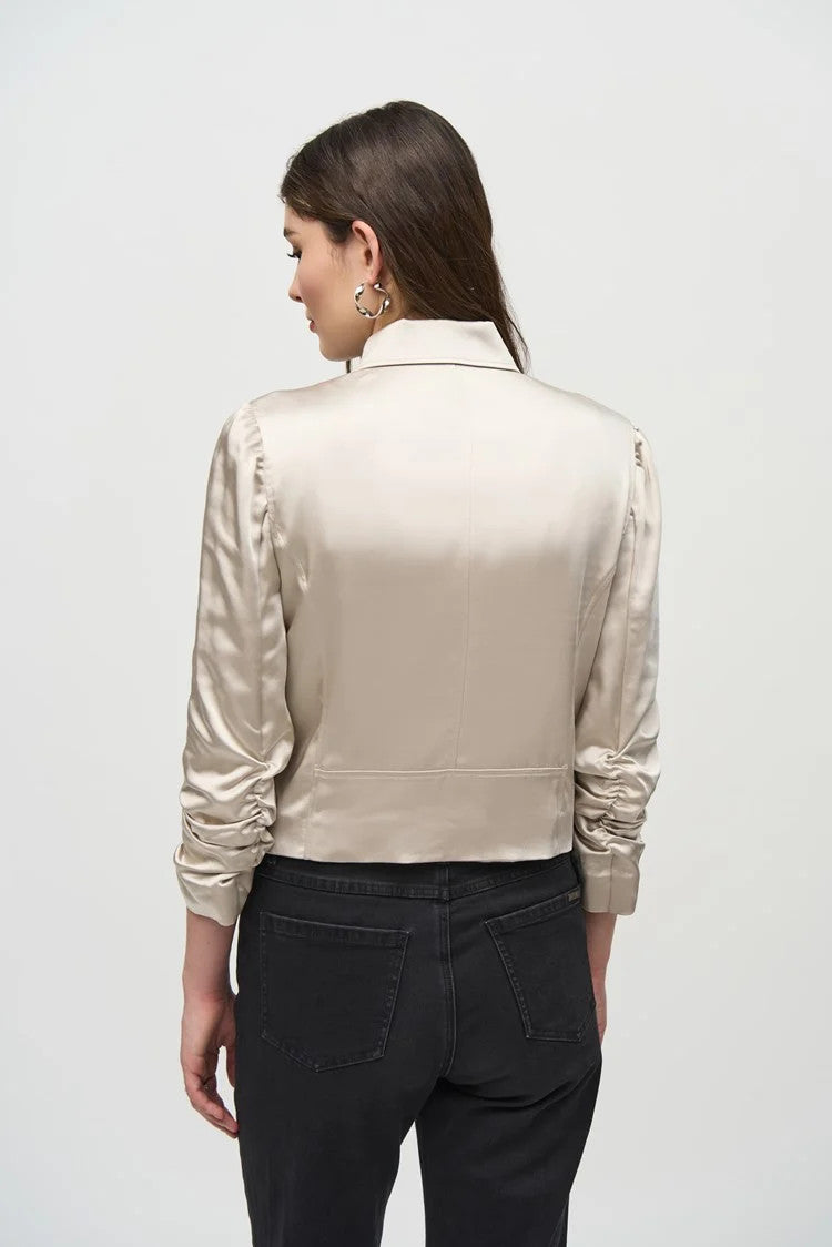 Satin Moto Jacket With Zippers 244903