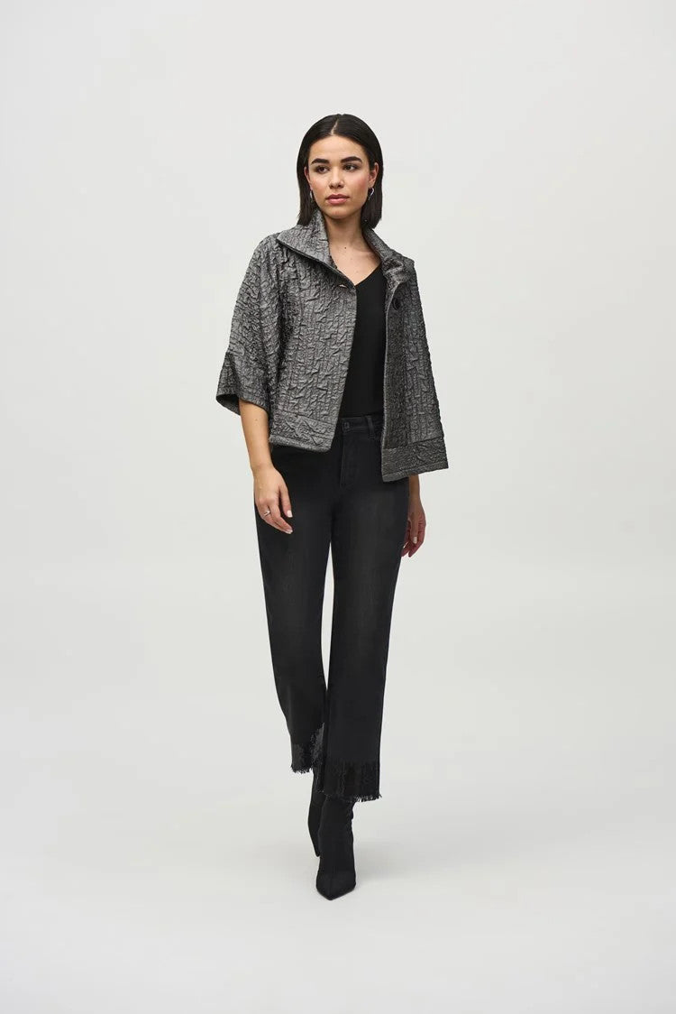 Textured Woven Jacquard Boxy Jacket 244204