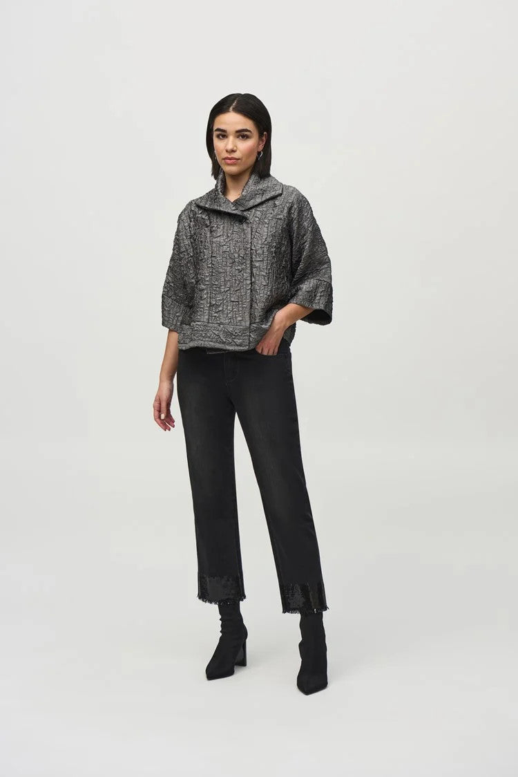 Textured Woven Jacquard Boxy Jacket 244204