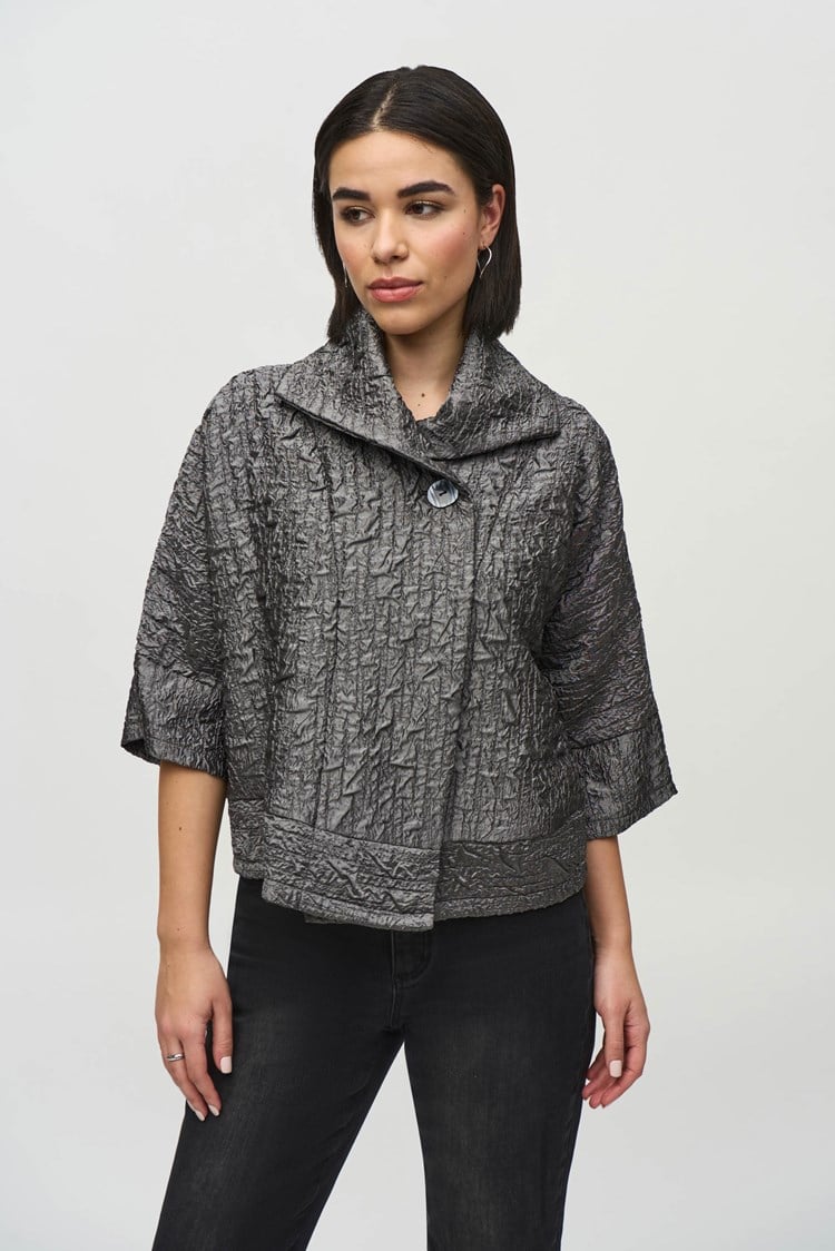 Textured Woven Jacquard Boxy Jacket 244204