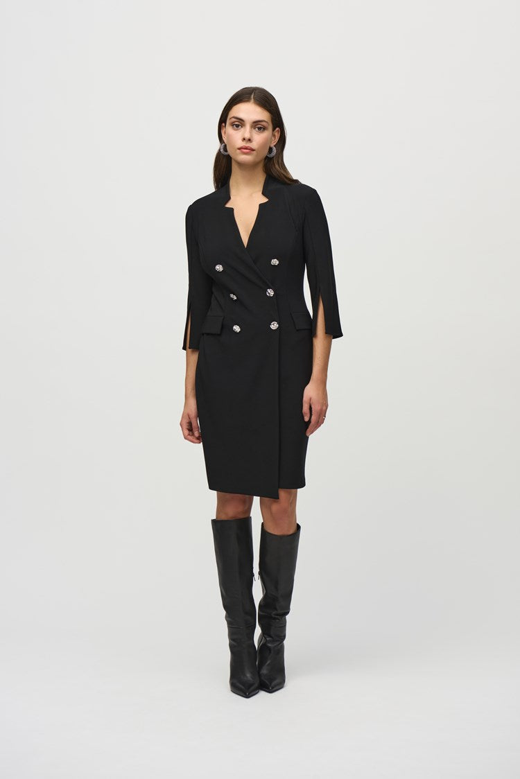 Silky Knit Double Breasted Blazer Dress 244222