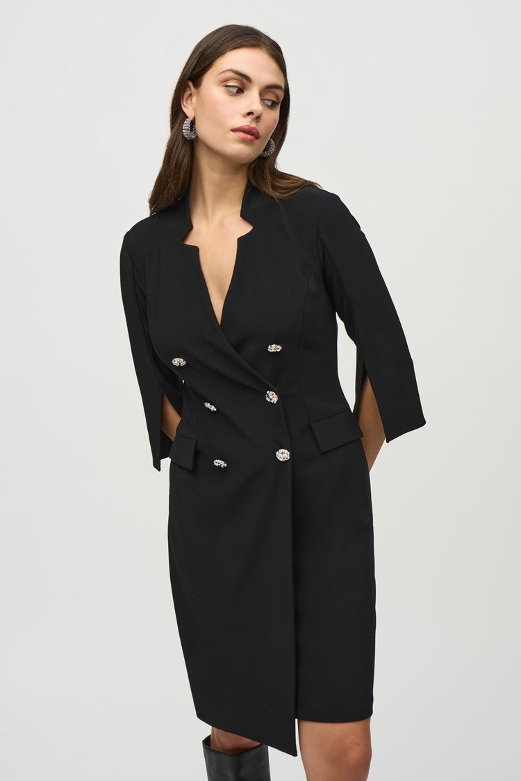 Silky Knit Double Breasted Blazer Dress 244222