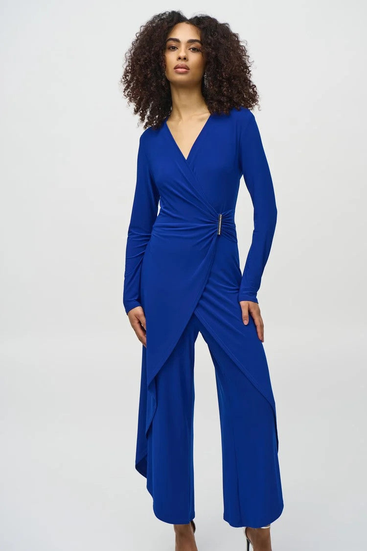 Silky Knit Wrap Culotte Jumpsuit 244155