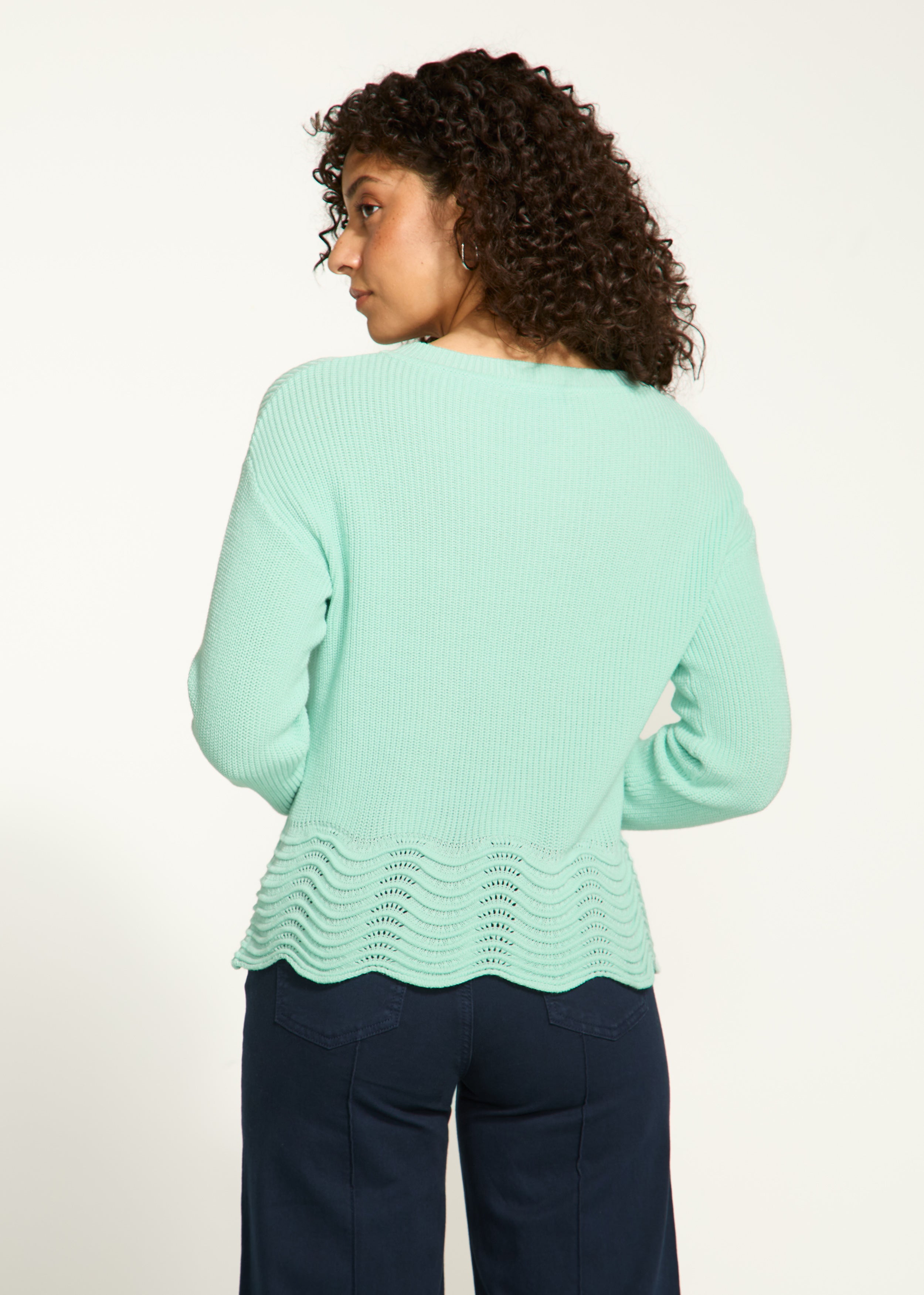 Scalloped Hem Sweater 1524314