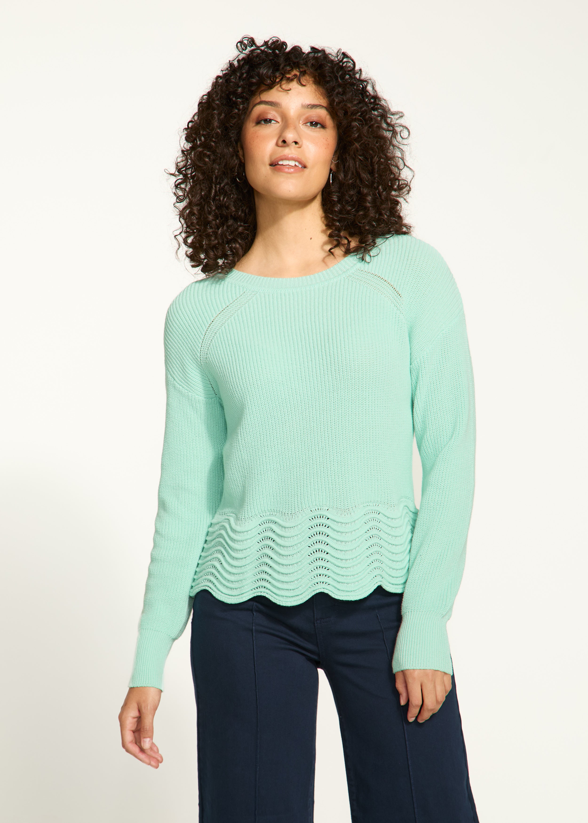 Scalloped Hem Sweater 1524314