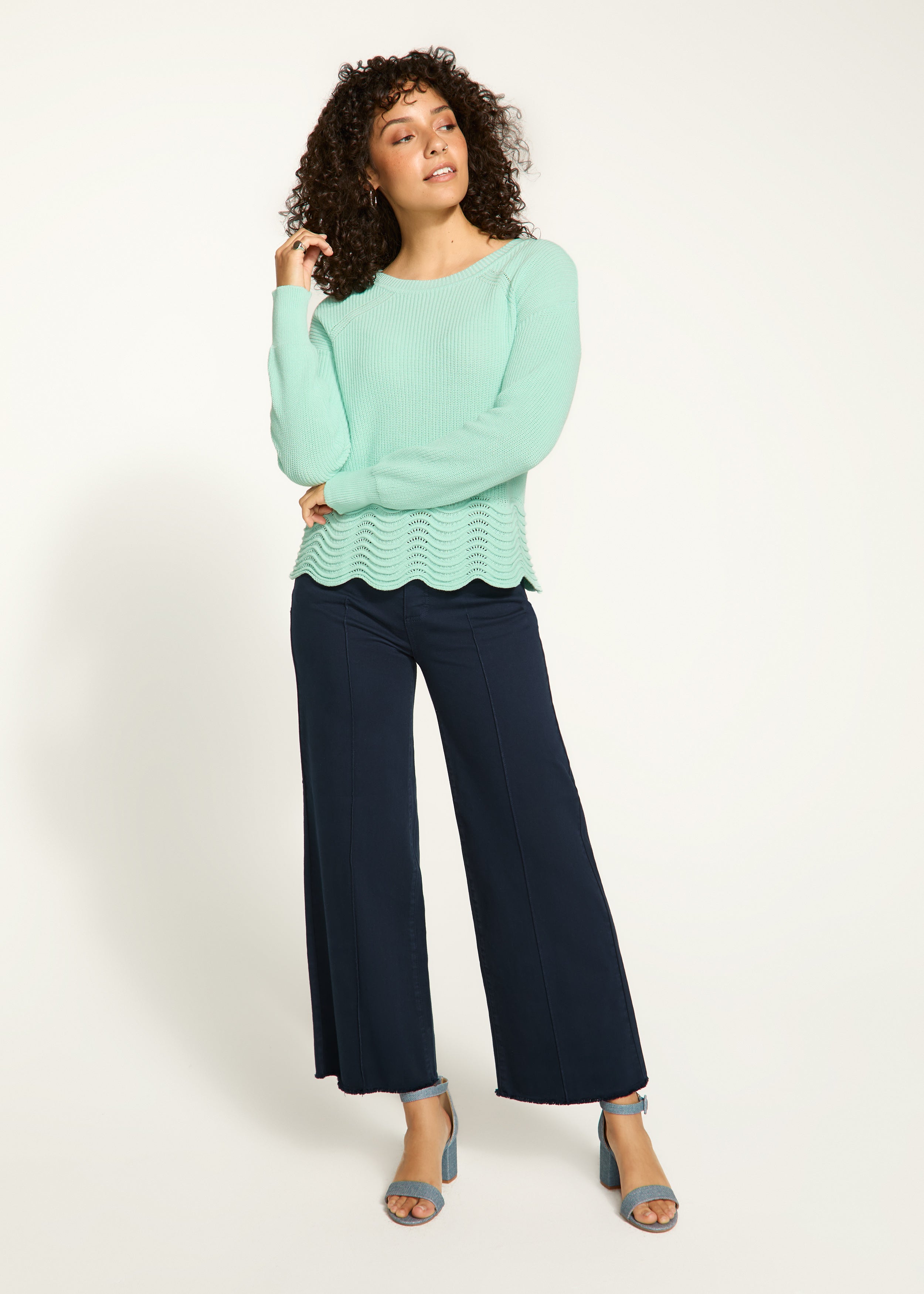 Scalloped Hem Sweater 1524314