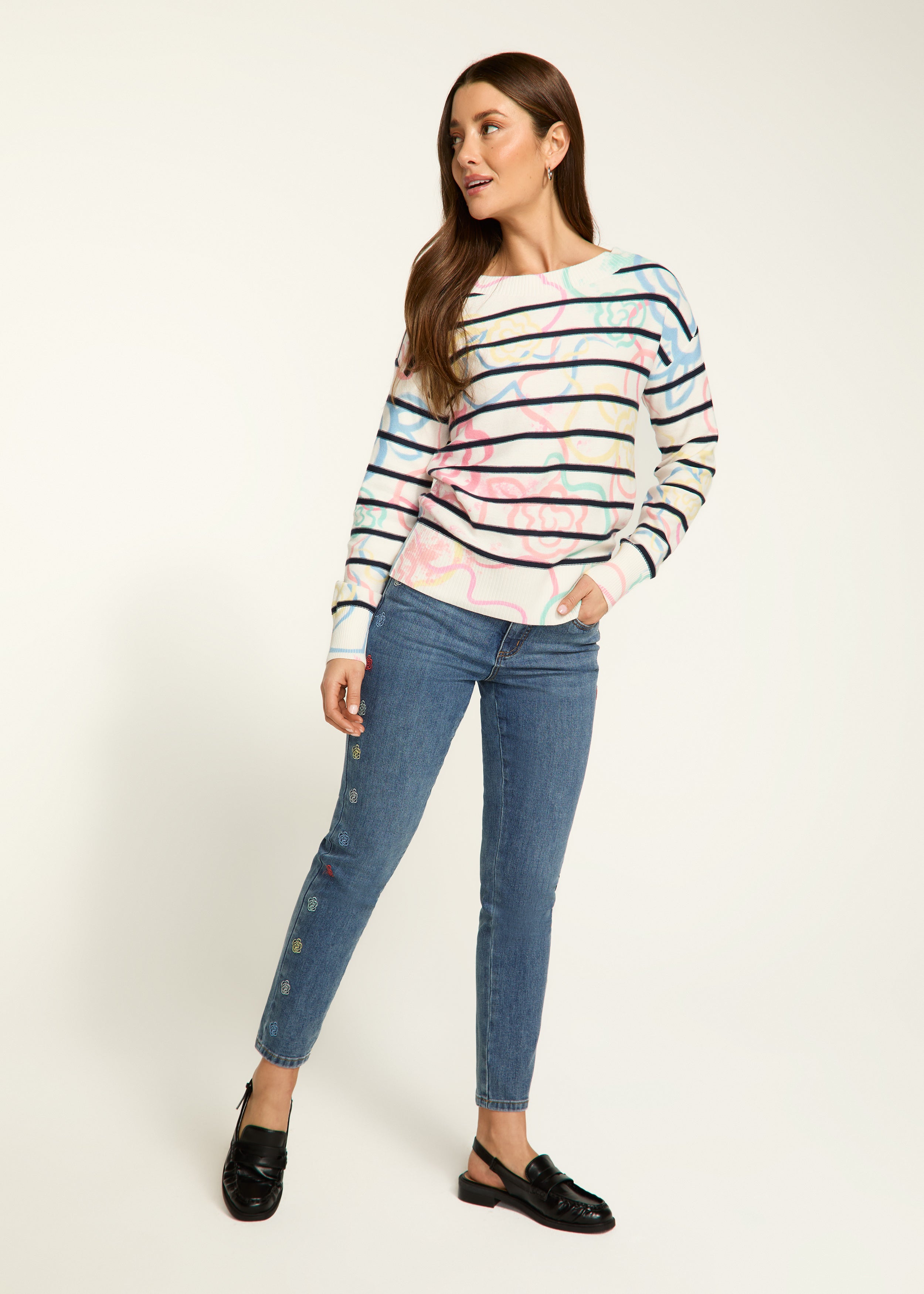 Boatneck Printed Sweater 1963624