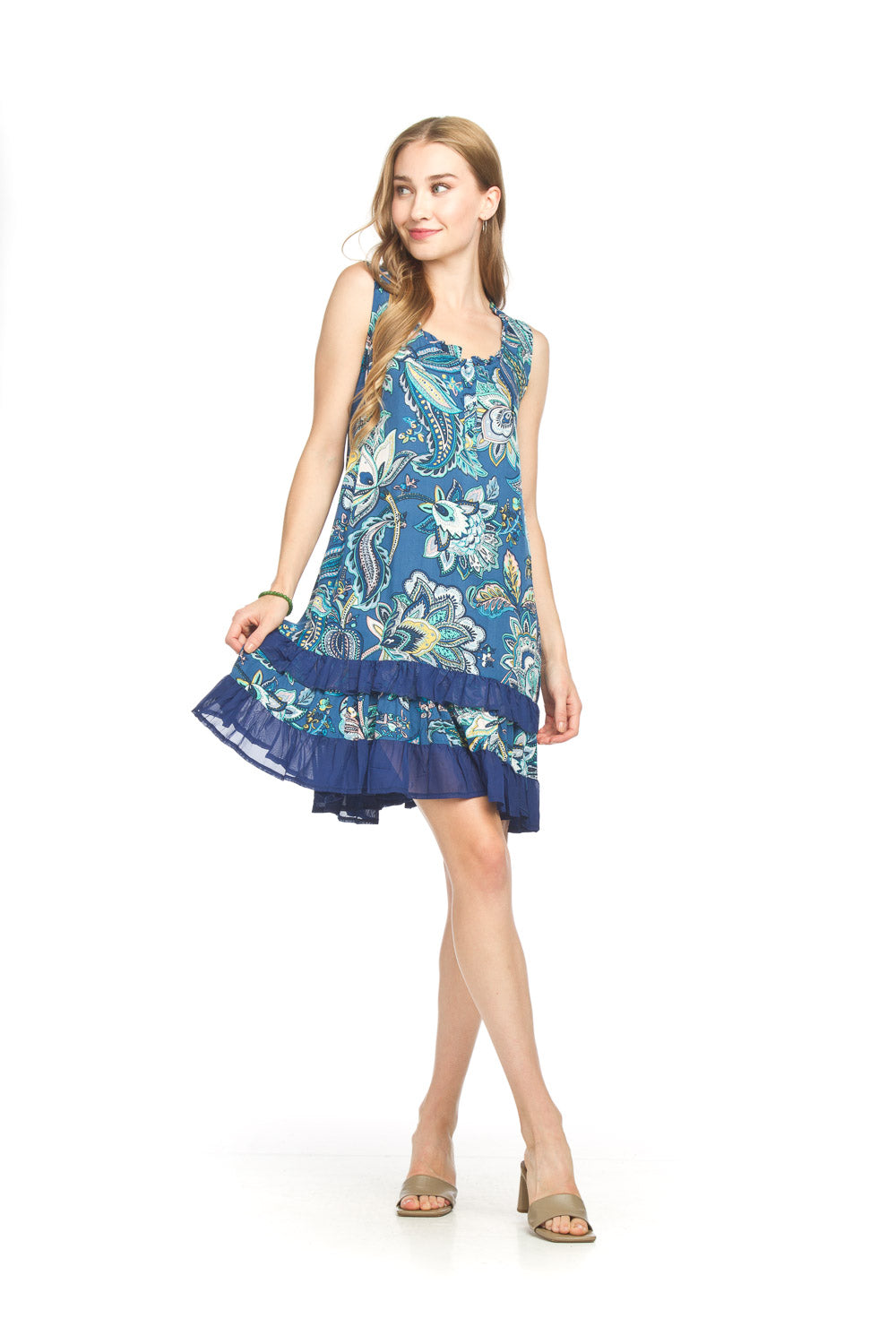 Floral Crinkle Ruffle Hem Dress PD18587