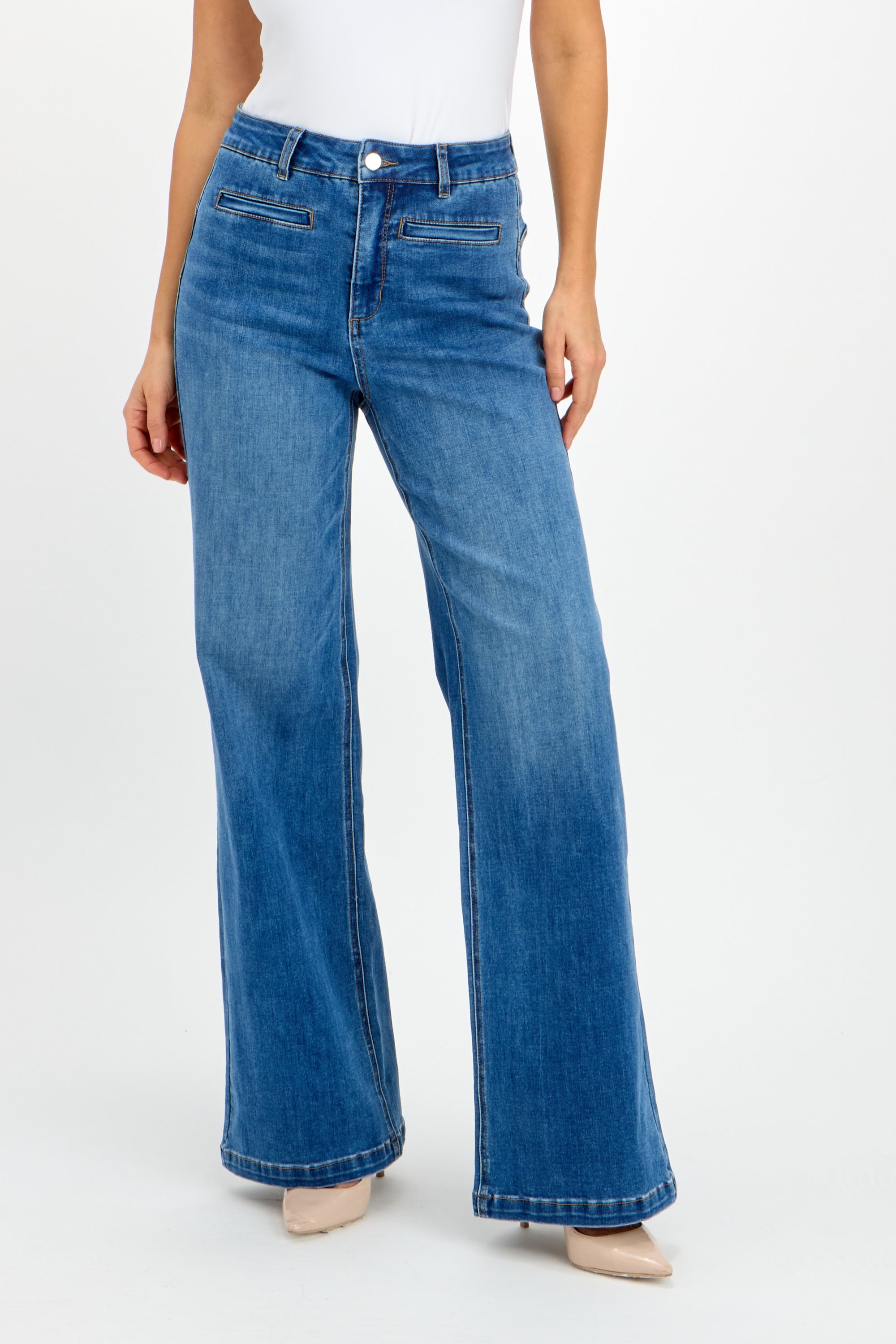 Bleached High-rise Jeans Style 241350U