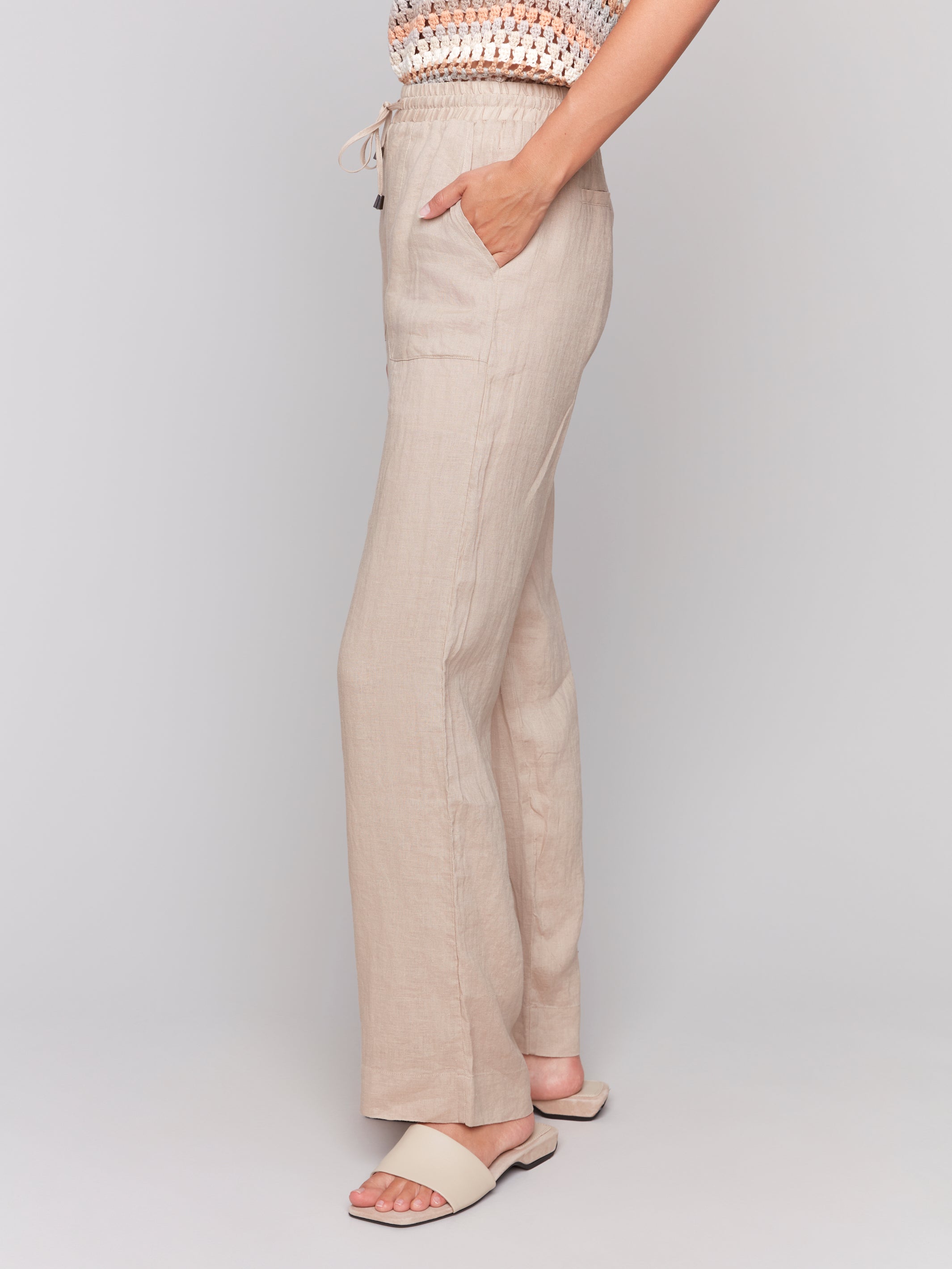 Tie Waist Pull On Linen Pants C5655/293C