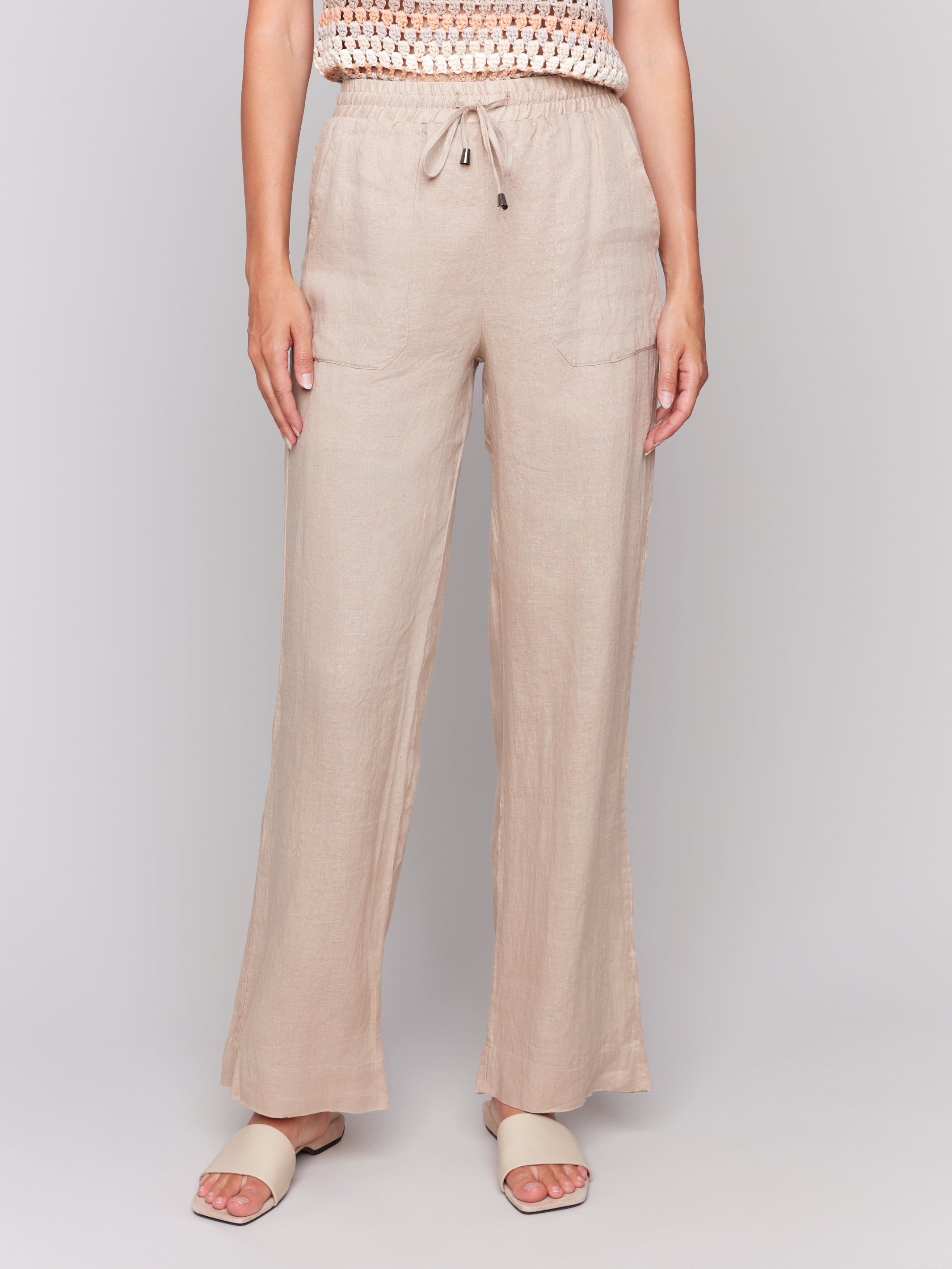 Tie Waist Pull On Linen Pants C5655/293C