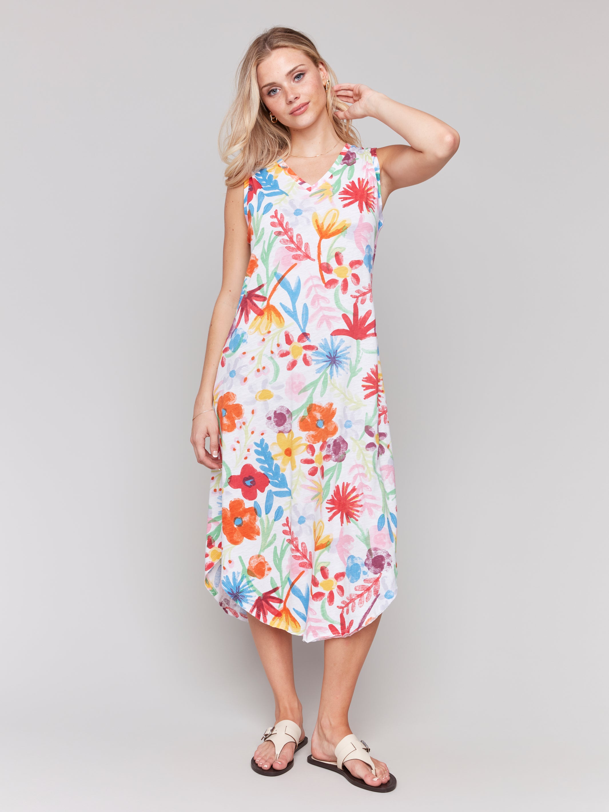 Sleeveless V Neck Dress With Shirttail C3125U/463B