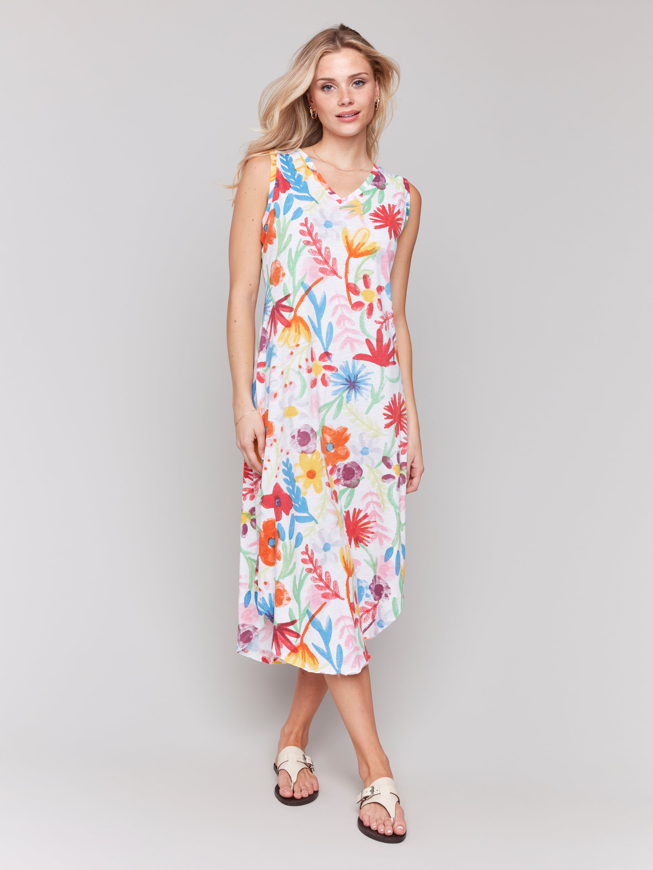 Sleeveless V Neck Dress With Shirttail C3125U/463B