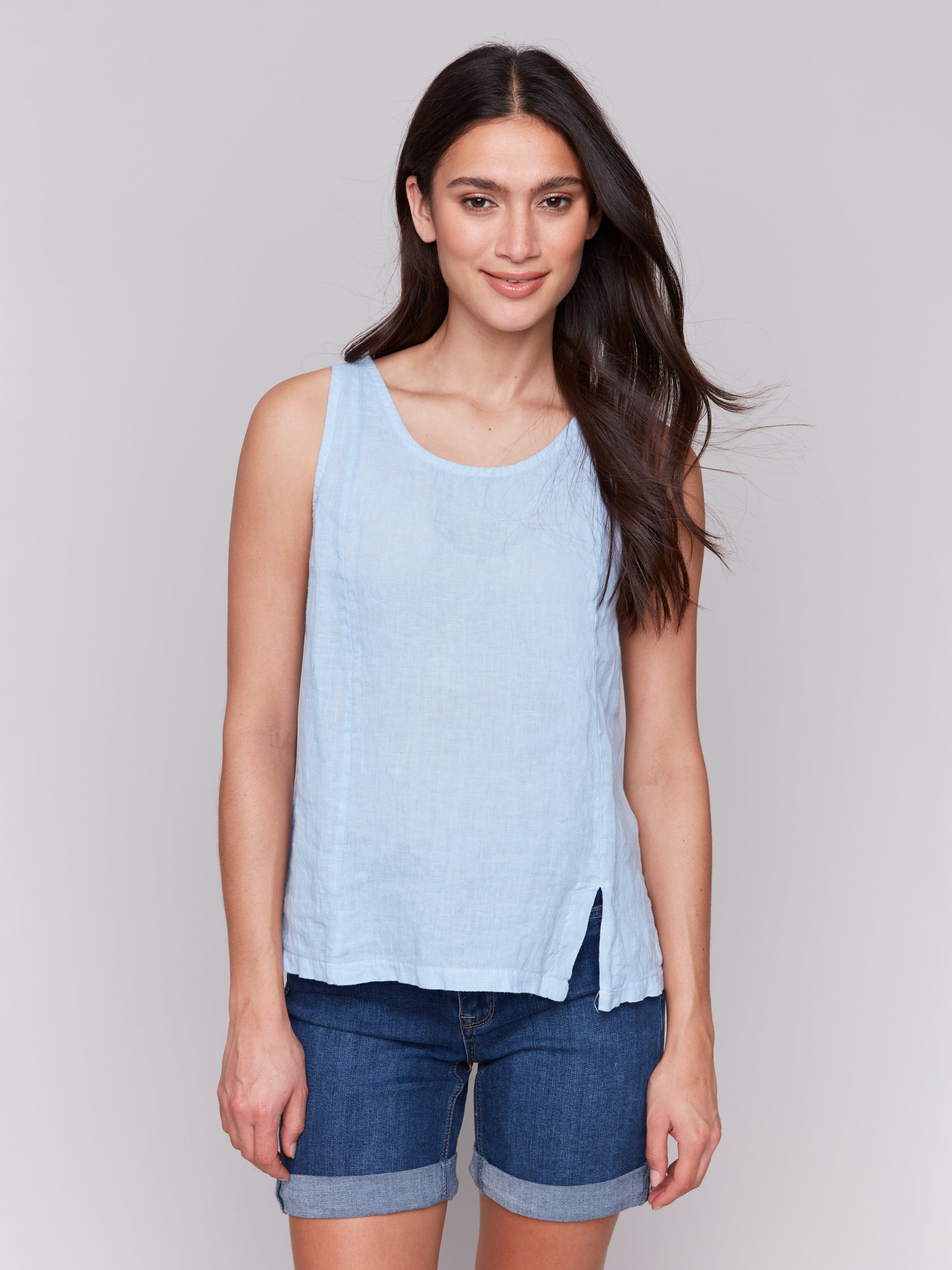 Sleeveless Linen Top C4543R/035B