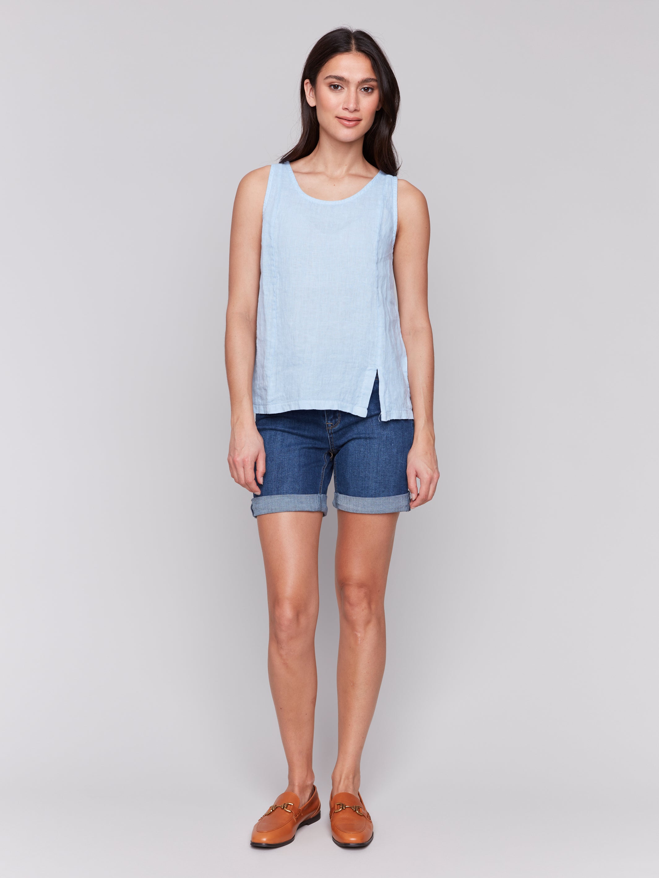 Sleeveless Linen Top C4543R/035B