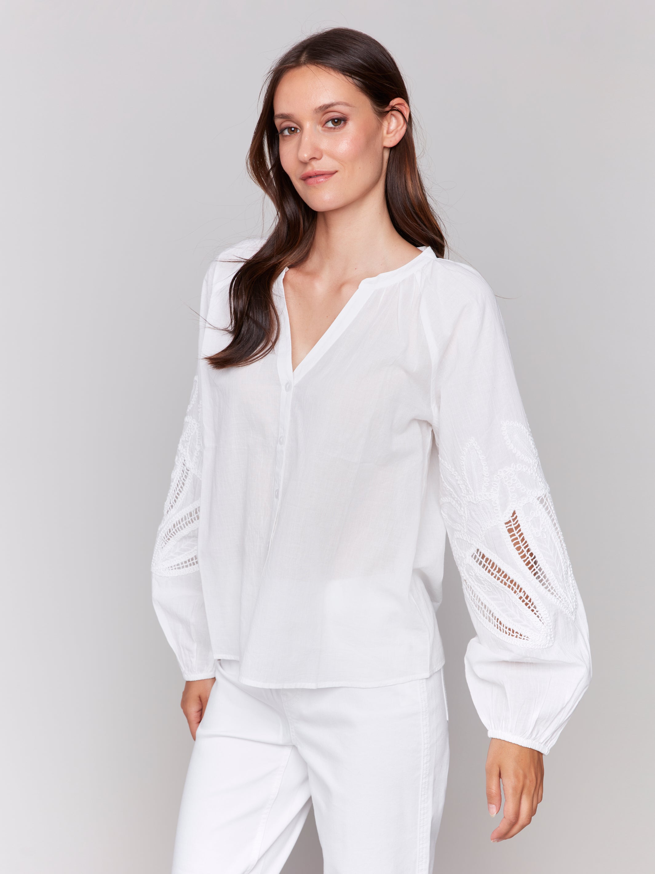 Raglan Sleeve Blouse With Embroidery C4600E/218C