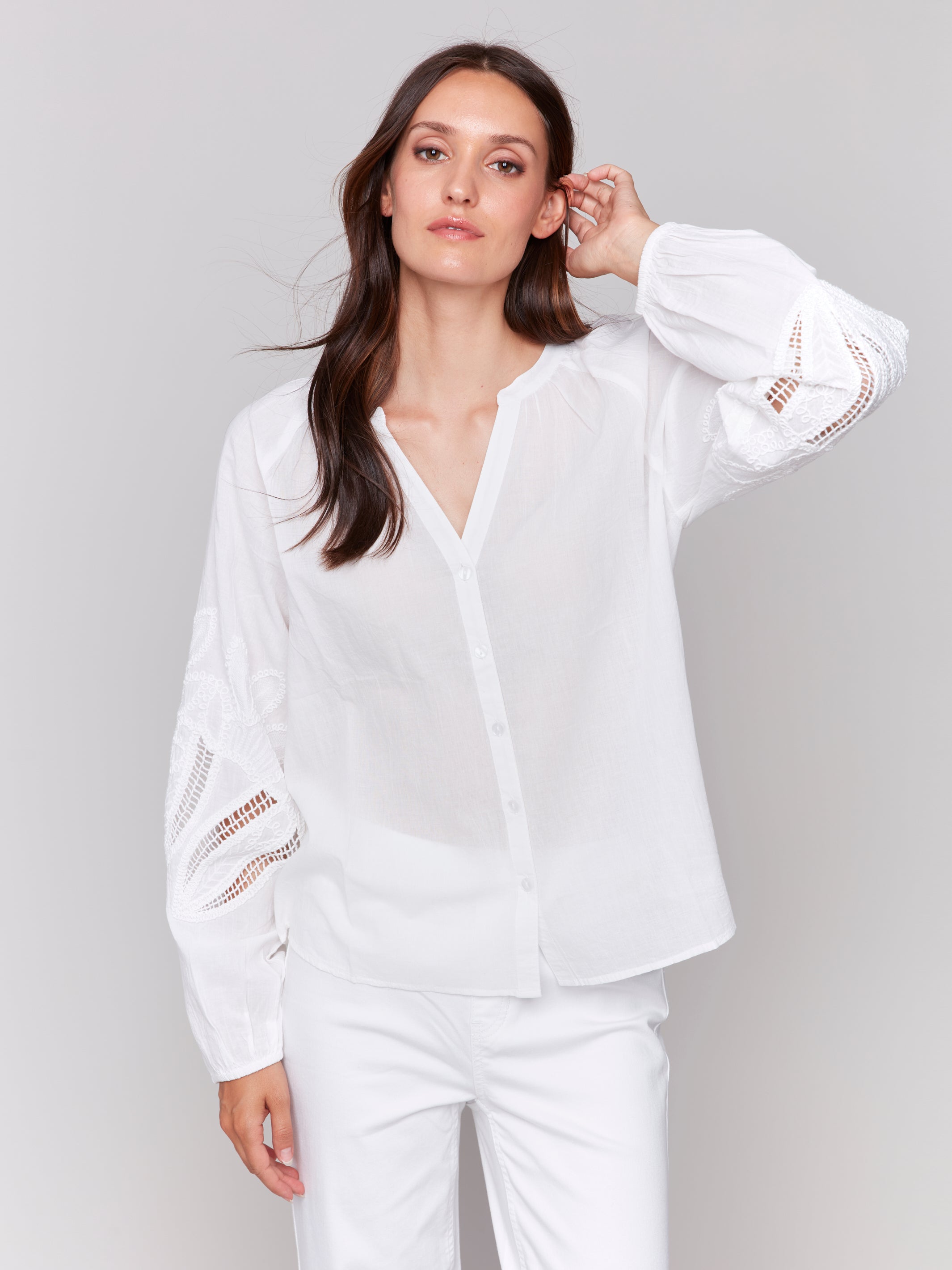 Raglan Sleeve Blouse With Embroidery C4600E/218C