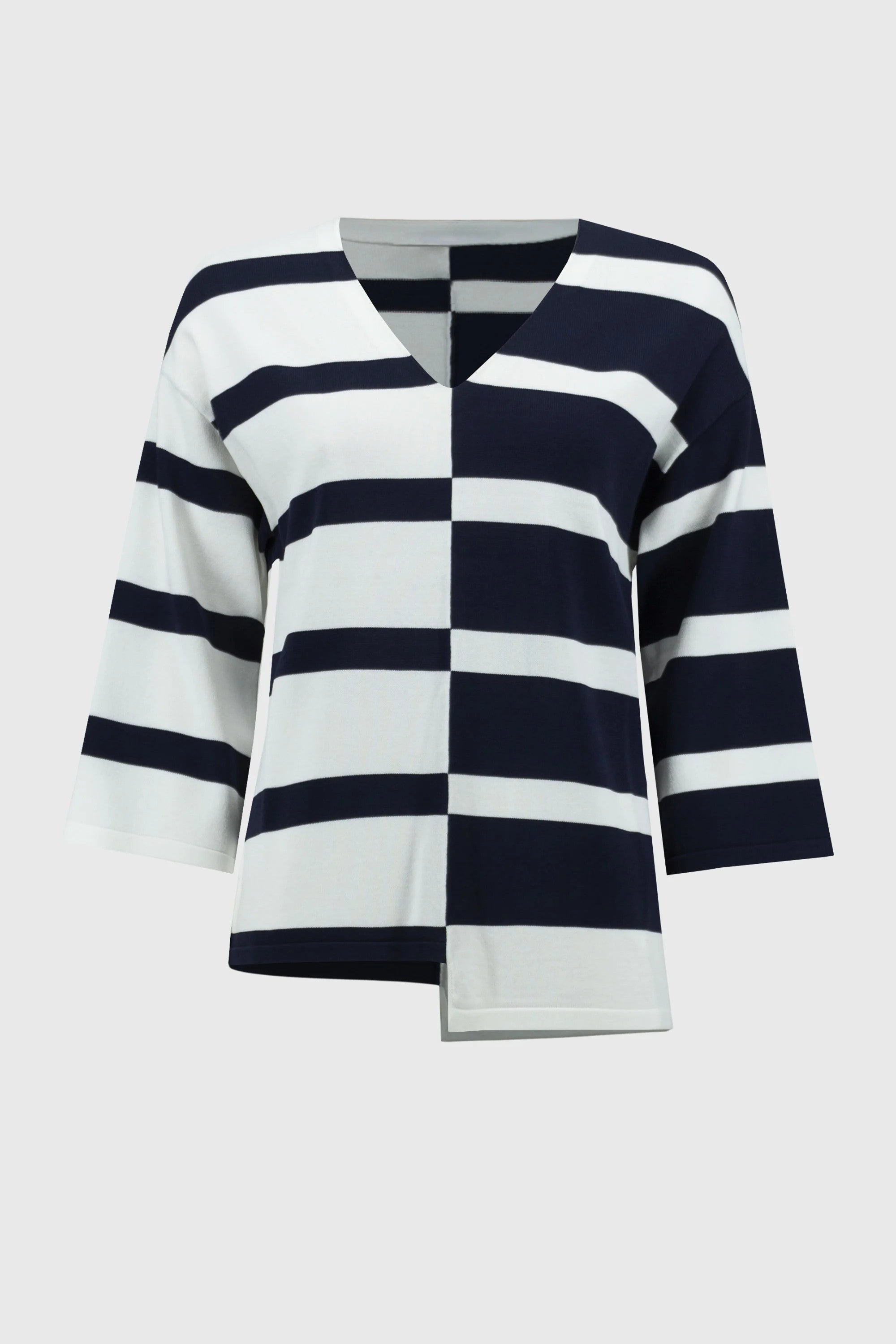 Striped Sweater Knit V-Neck Pullover 251914